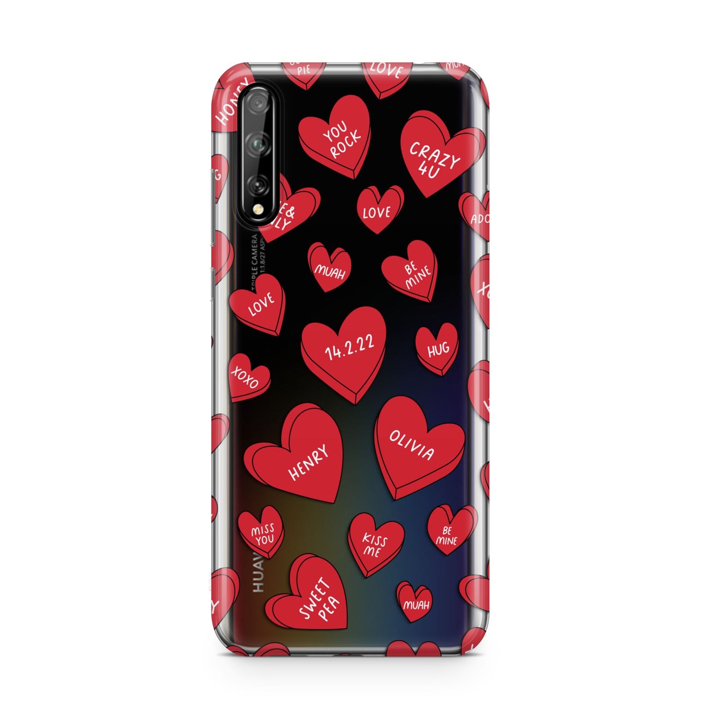 Red Hearts Couples Personalised Huawei Enjoy 10s Phone Case