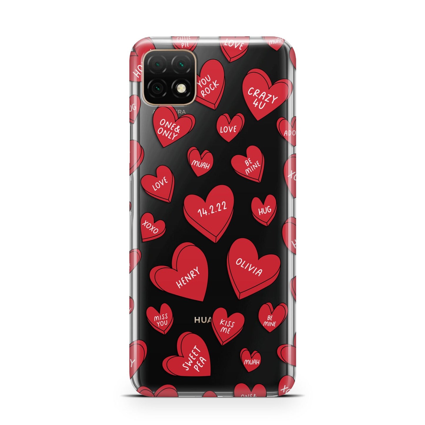 Red Hearts Couples Personalised Huawei Enjoy 20 Phone Case