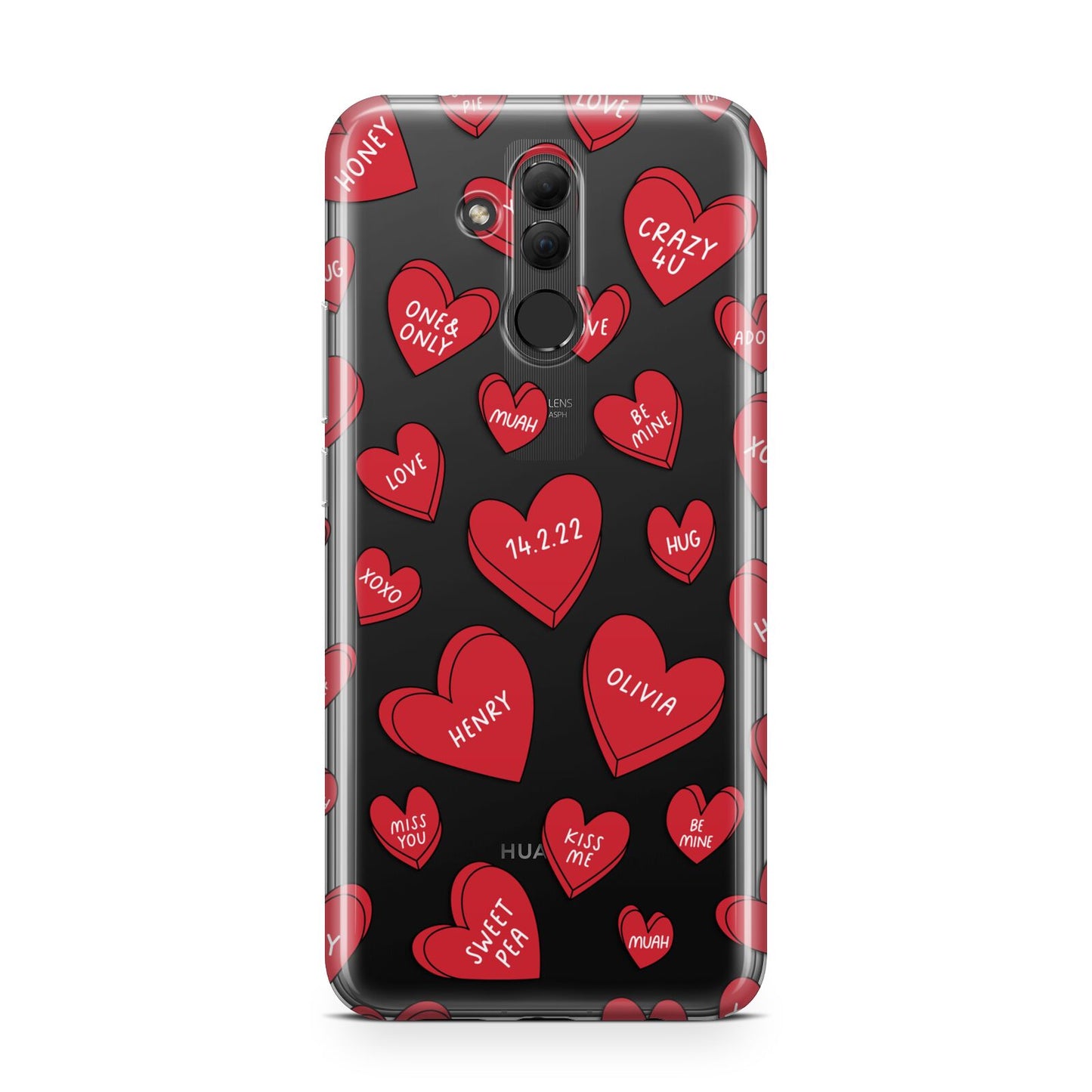 Red Hearts Couples Personalised Huawei Mate 20 Lite