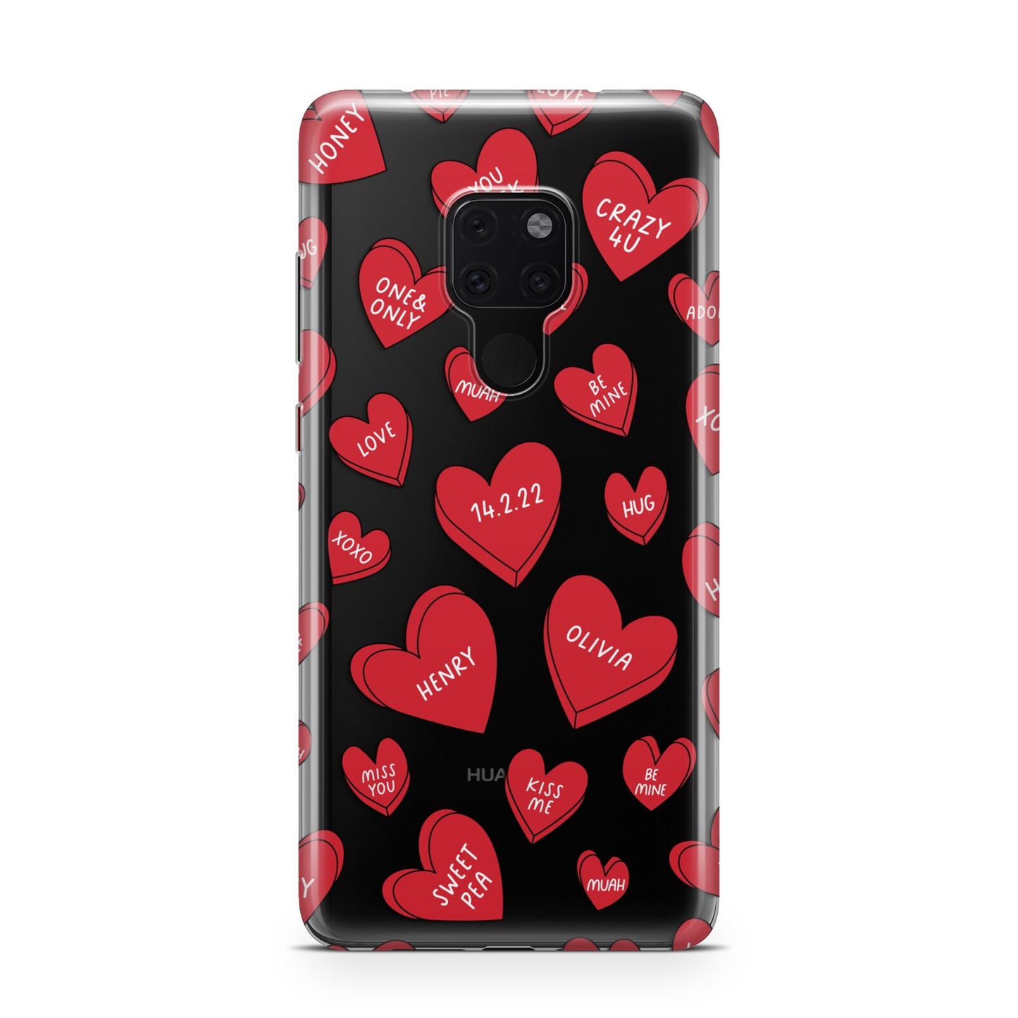 Red Hearts Couples Personalised Huawei Mate 20 Phone Case