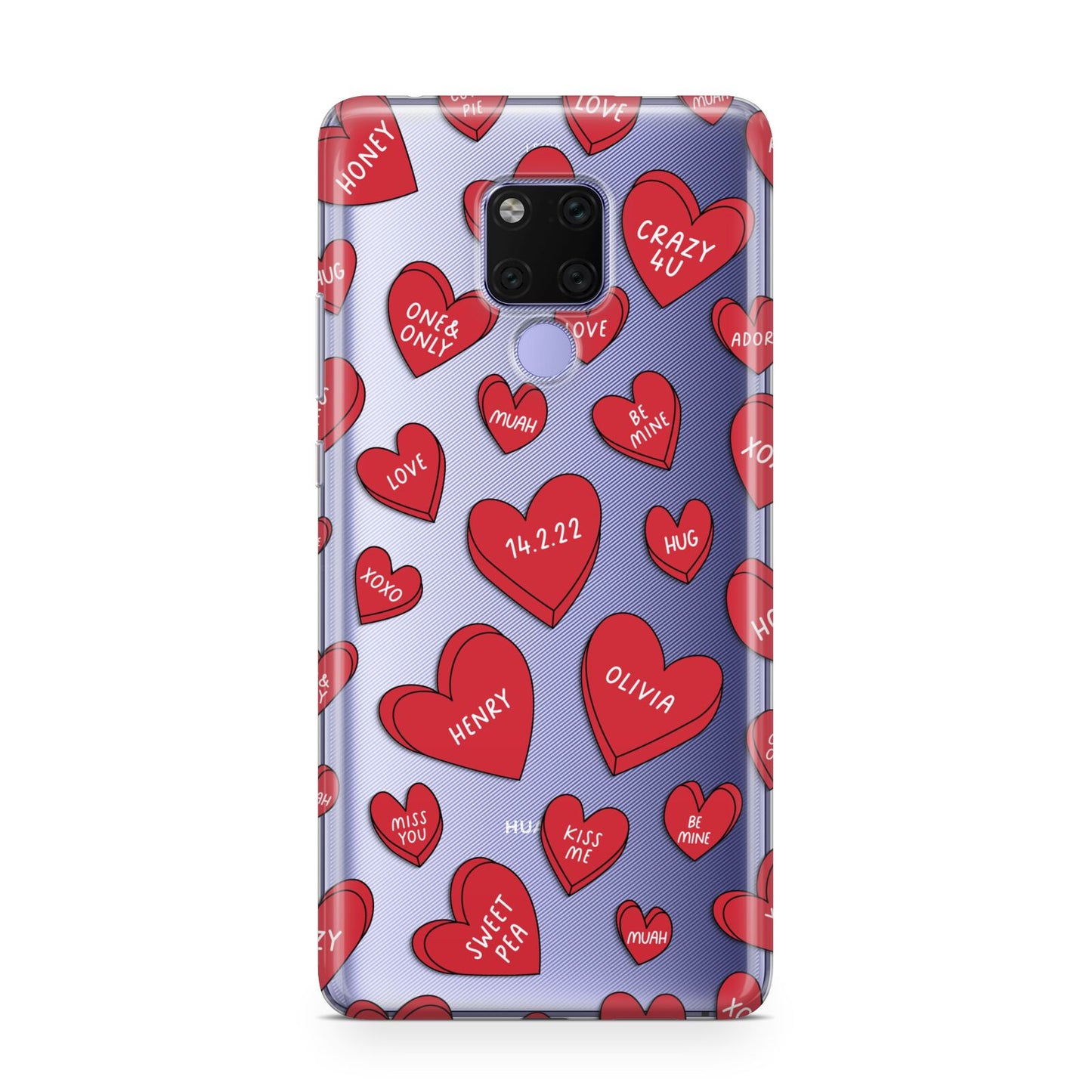 Red Hearts Couples Personalised Huawei Mate 20X Phone Case