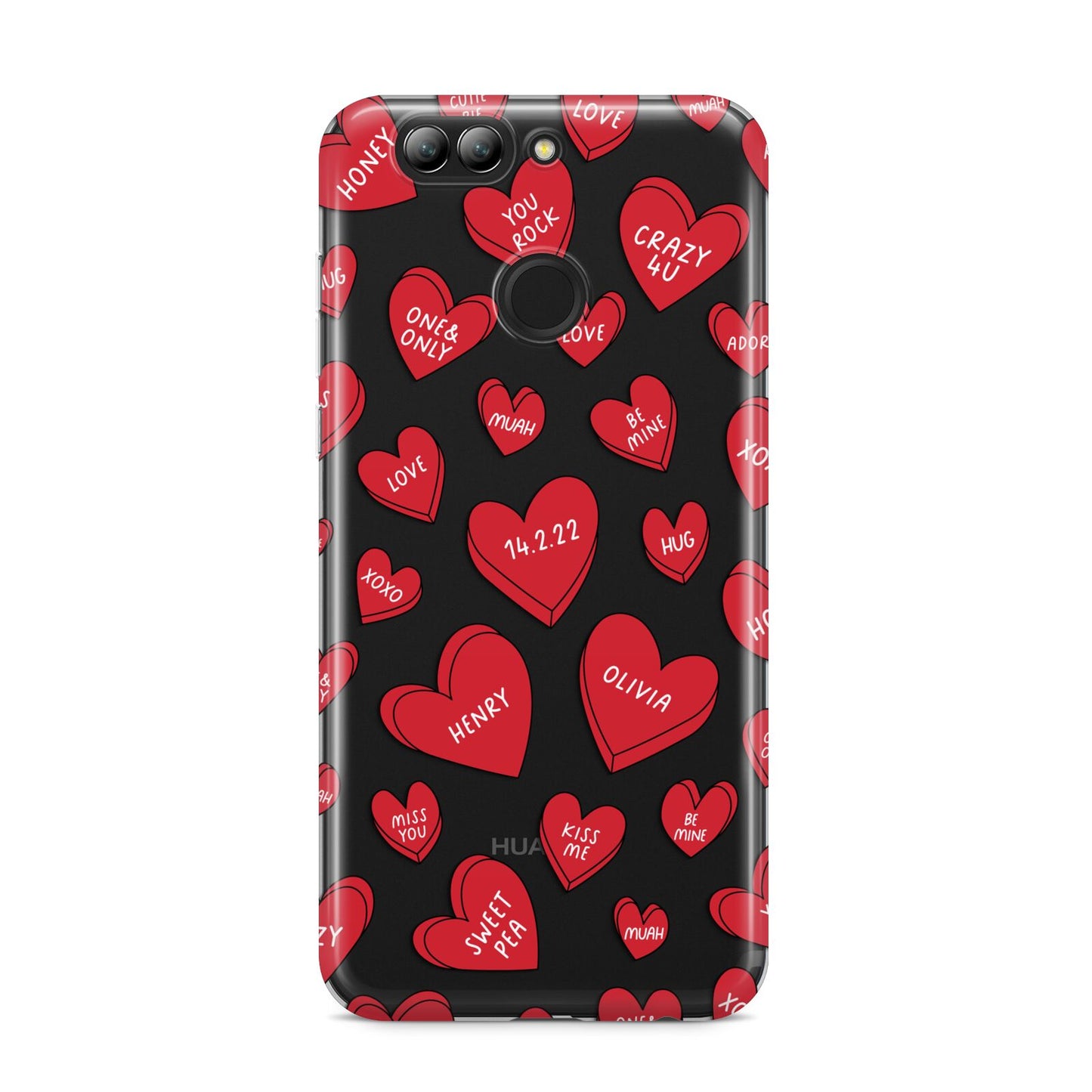 Red Hearts Couples Personalised Huawei Nova 2s Phone Case