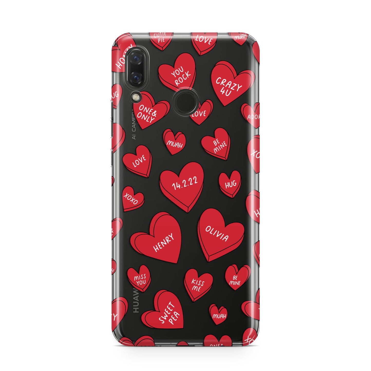 Red Hearts Couples Personalised Huawei Nova 3 Phone Case