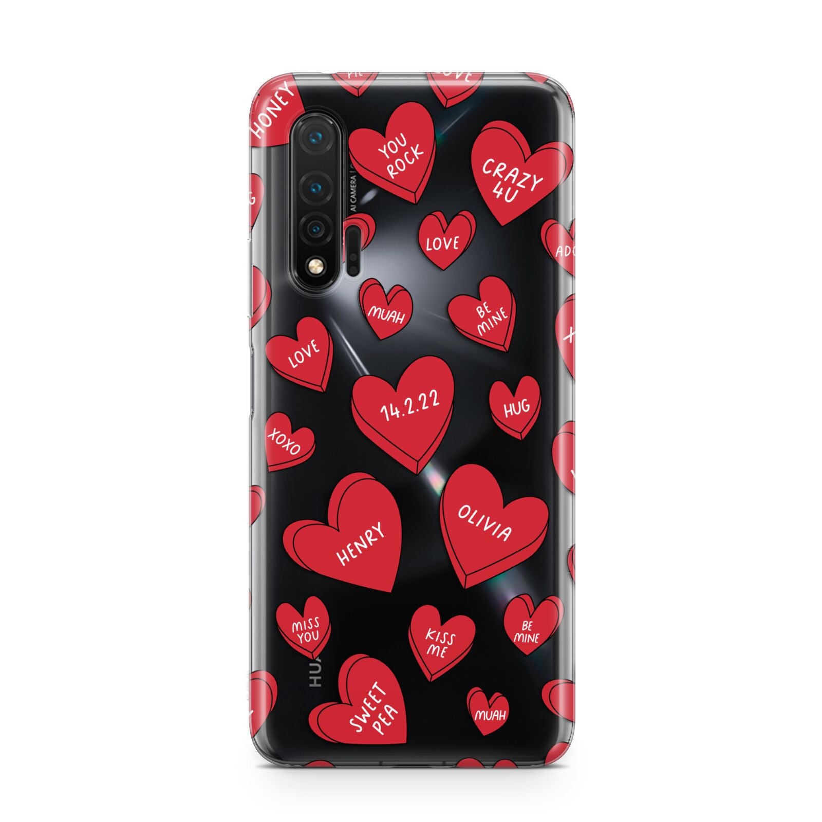 Red Hearts Couples Personalised Huawei Nova 6 Phone Case