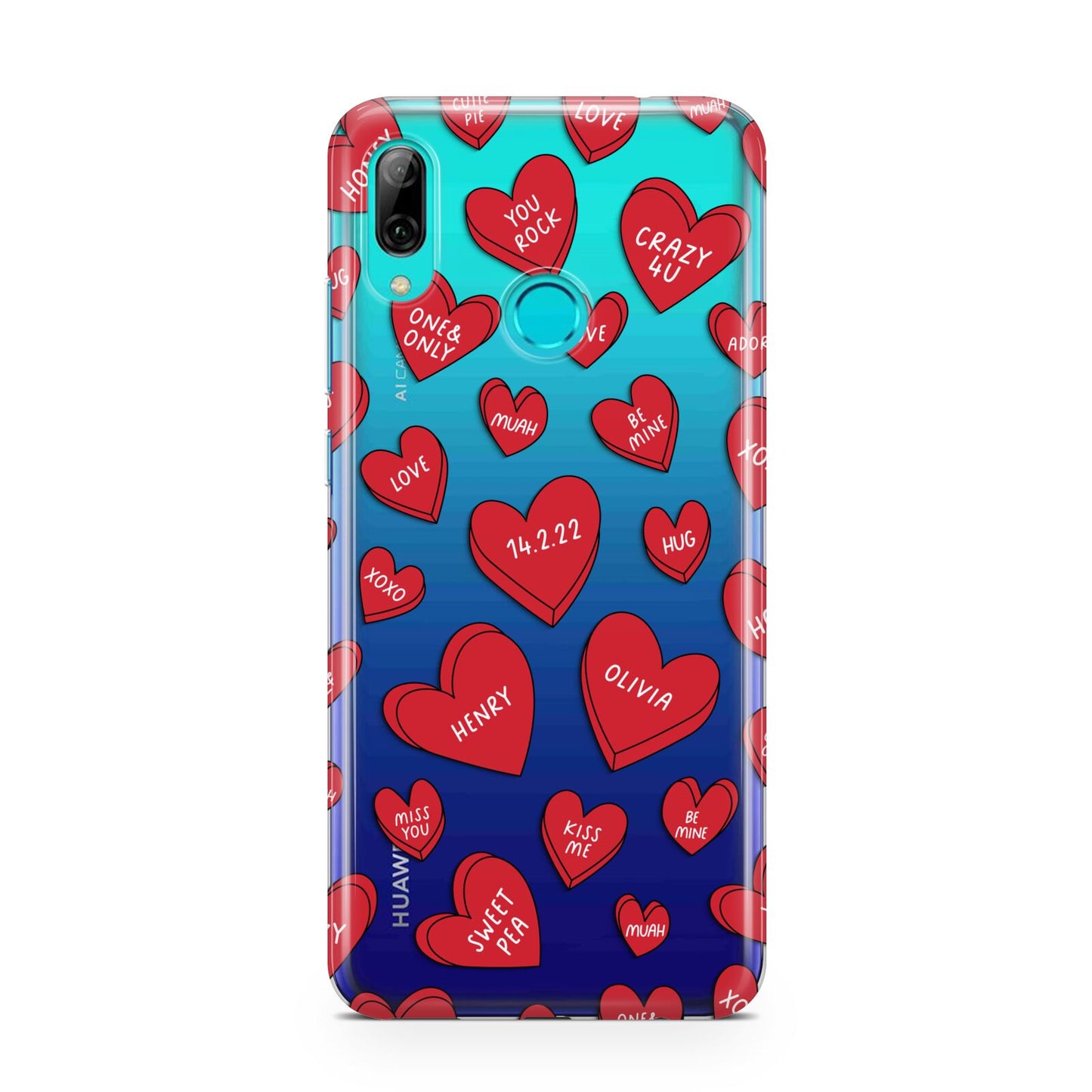 Red Hearts Couples Personalised Huawei P Smart 2019 Case