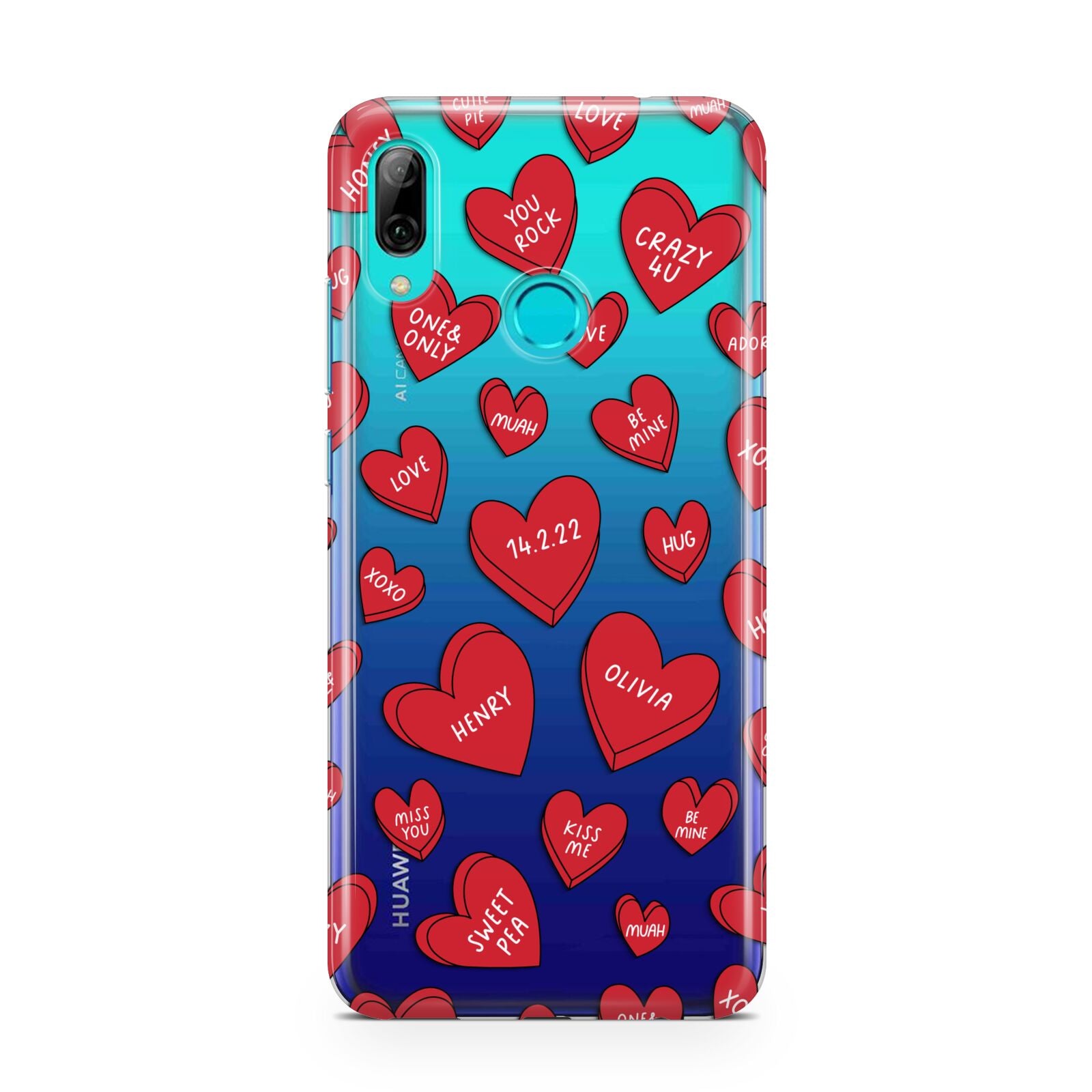 Red Hearts Couples Personalised Huawei P Smart 2019 Case