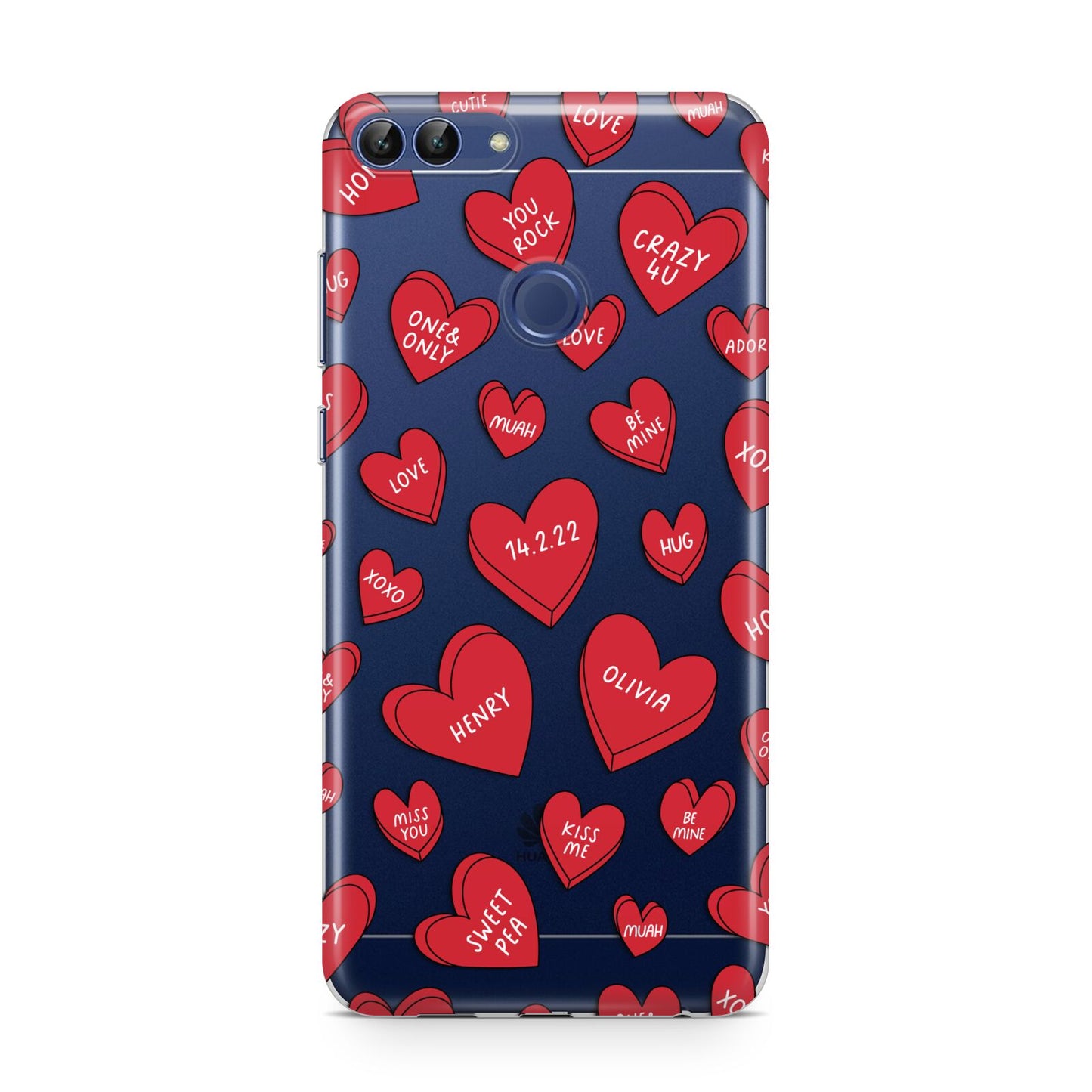 Red Hearts Couples Personalised Huawei P Smart Case