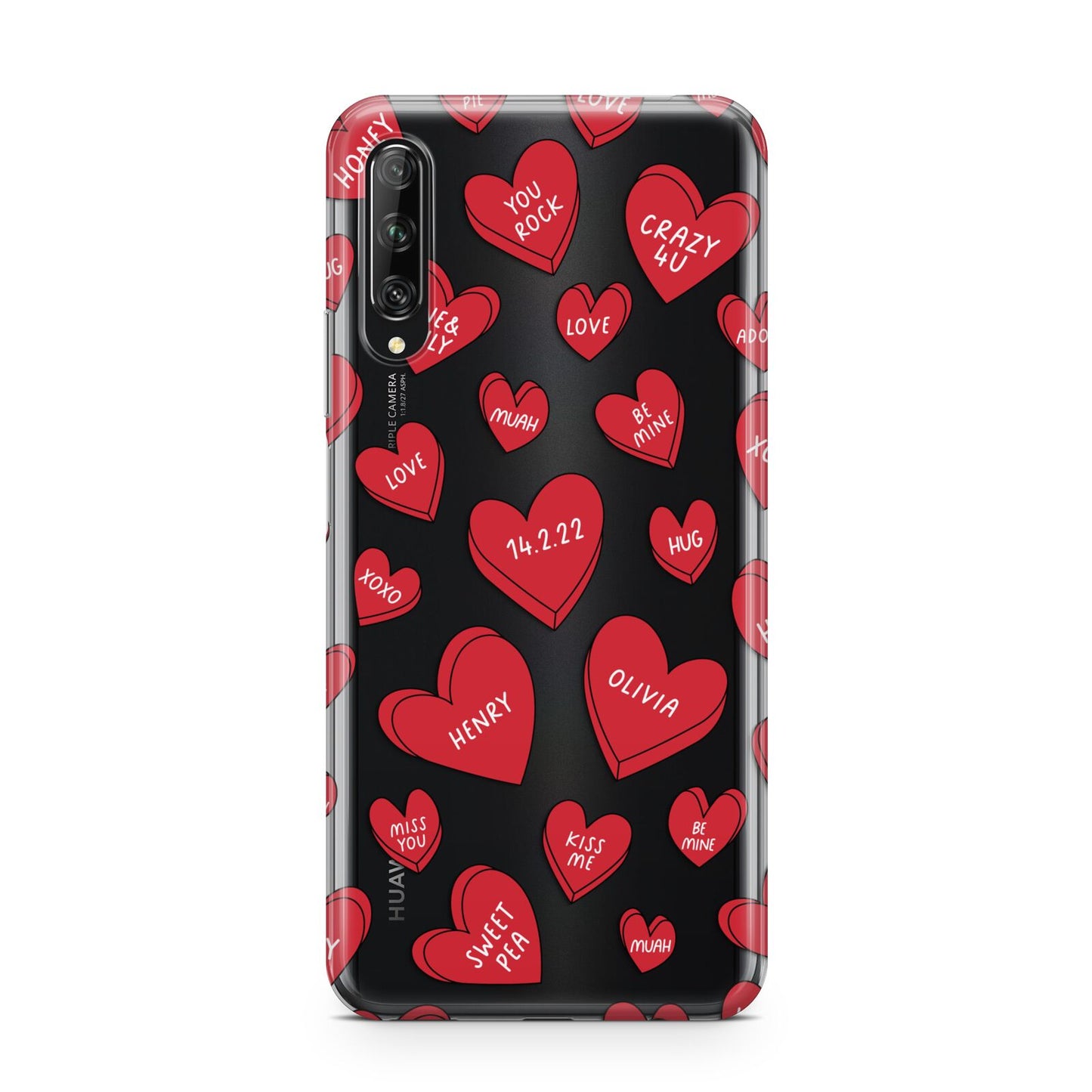 Red Hearts Couples Personalised Huawei P Smart Pro 2019