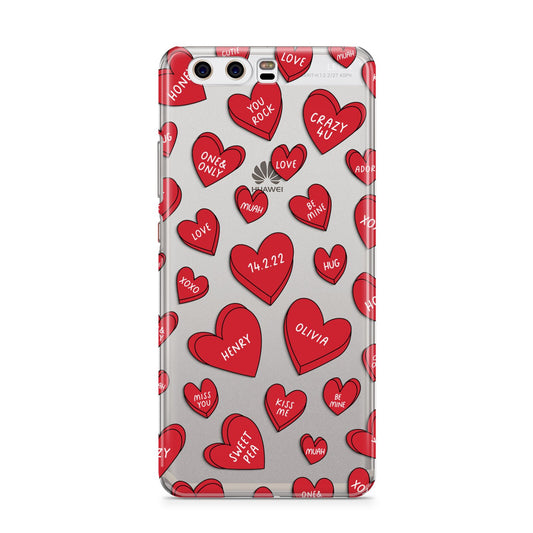 Red Hearts Couples Personalised Huawei P10 Phone Case