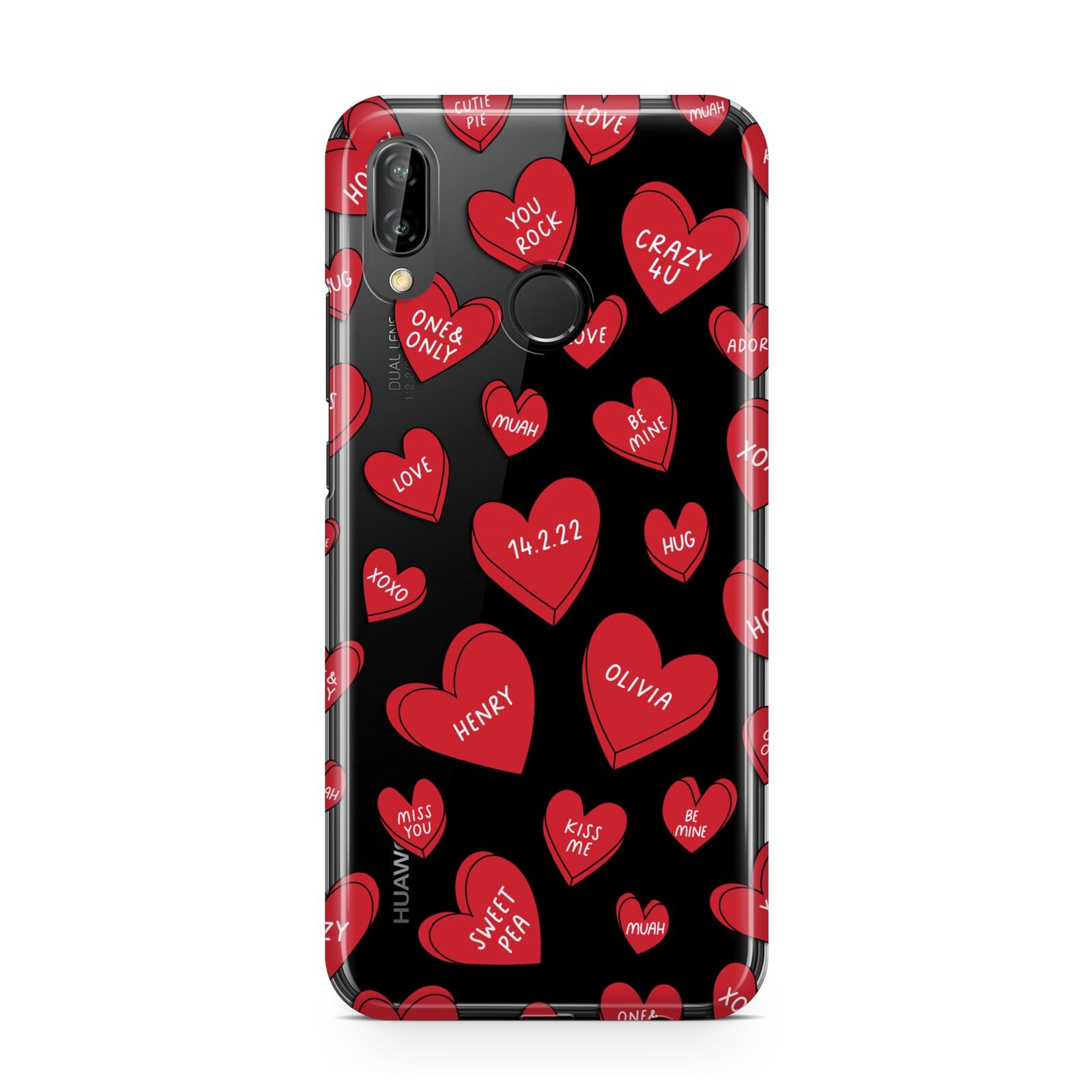 Red Hearts Couples Personalised Huawei P20 Lite Phone Case