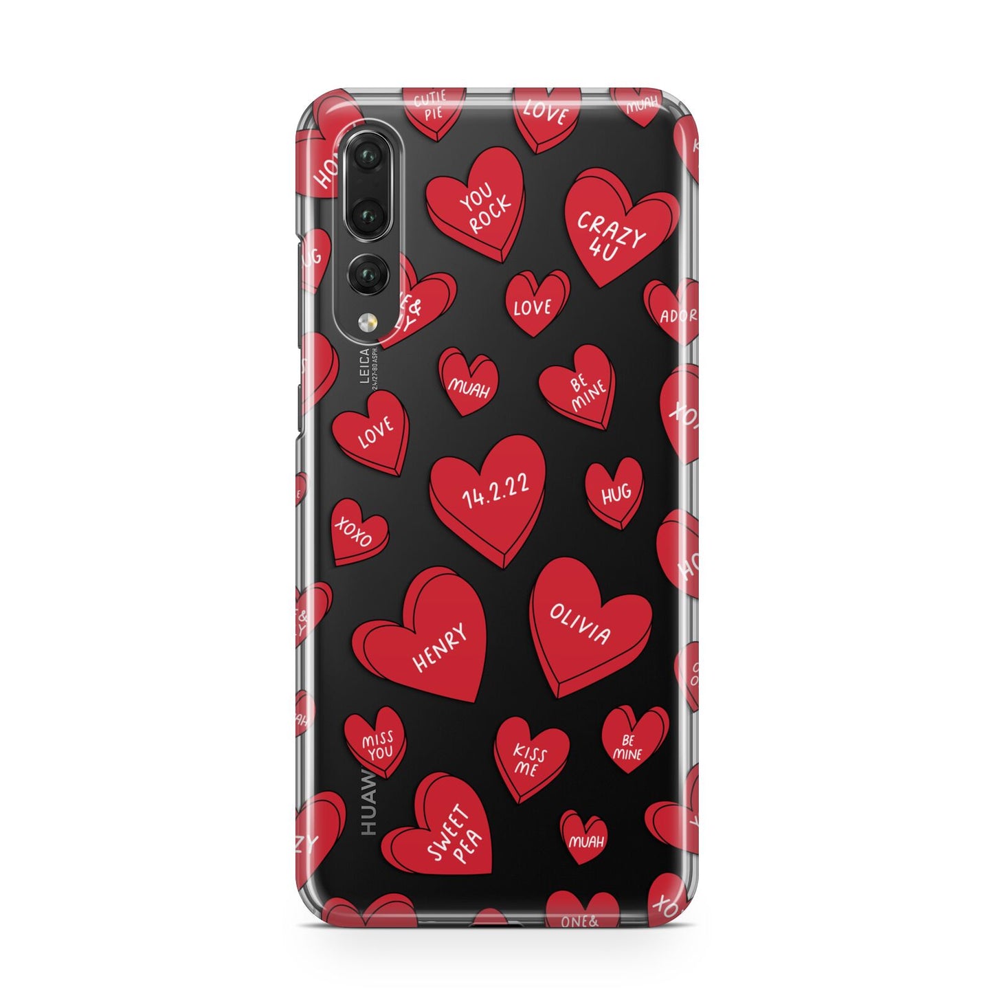 Red Hearts Couples Personalised Huawei P20 Pro Phone Case