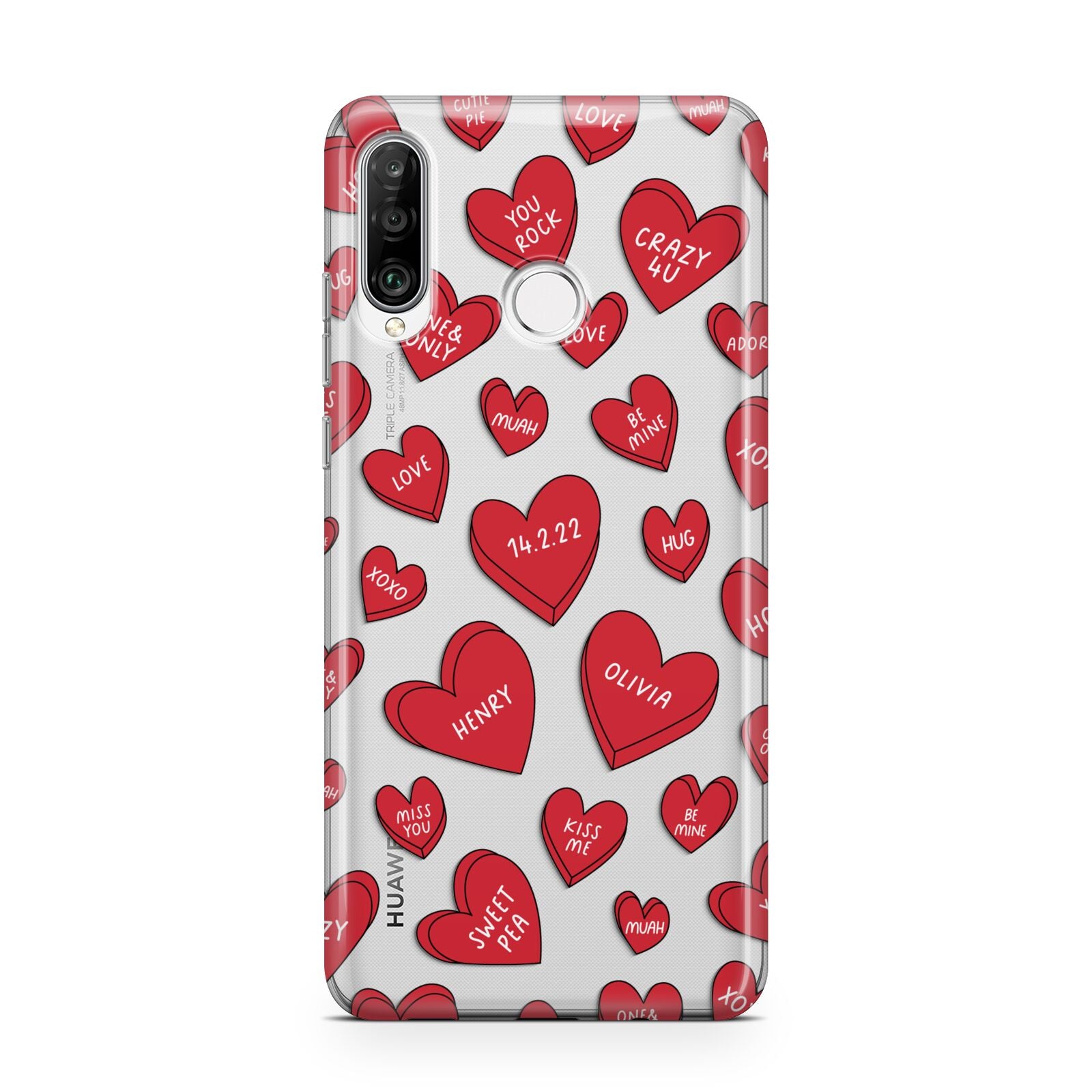 Red Hearts Couples Personalised Huawei P30 Lite Phone Case