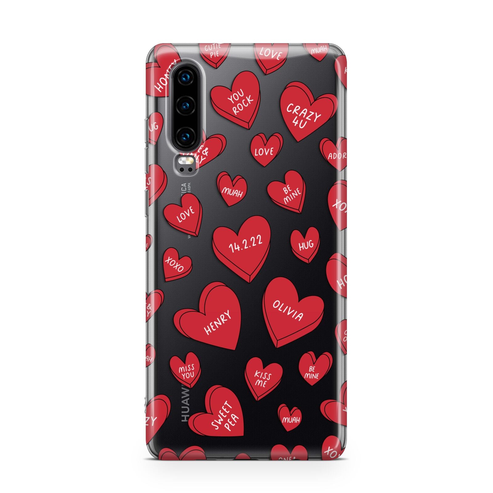 Red Hearts Couples Personalised Huawei P30 Phone Case