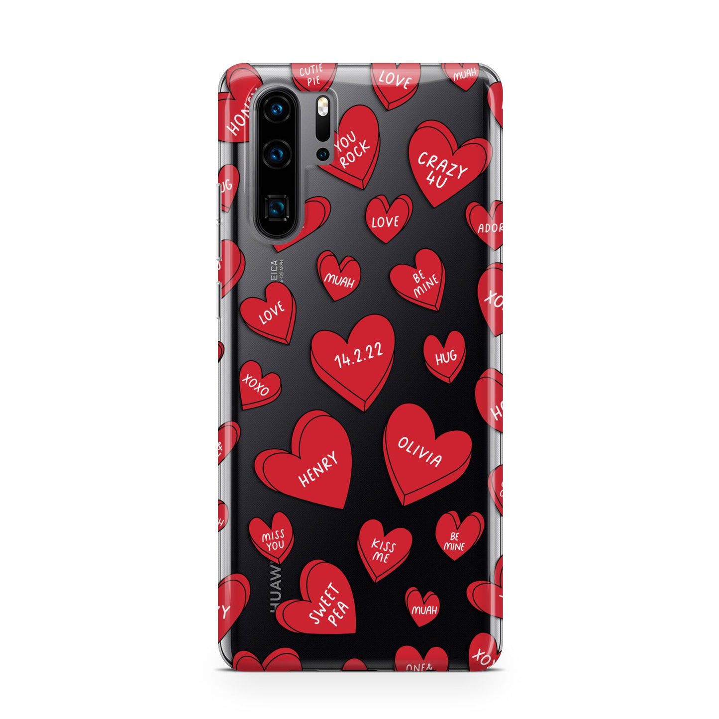 Red Hearts Couples Personalised Huawei P30 Pro Phone Case