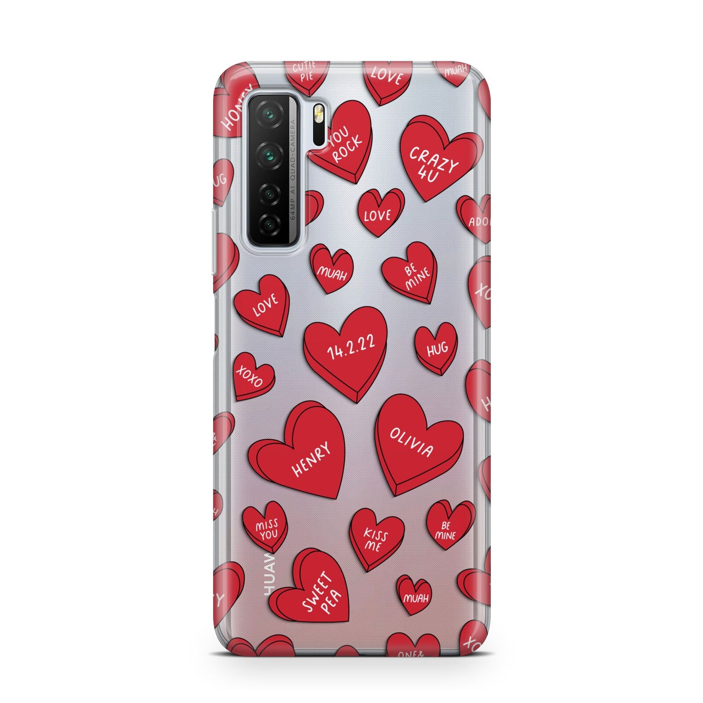 Red Hearts Couples Personalised Huawei P40 Lite 5G Phone Case