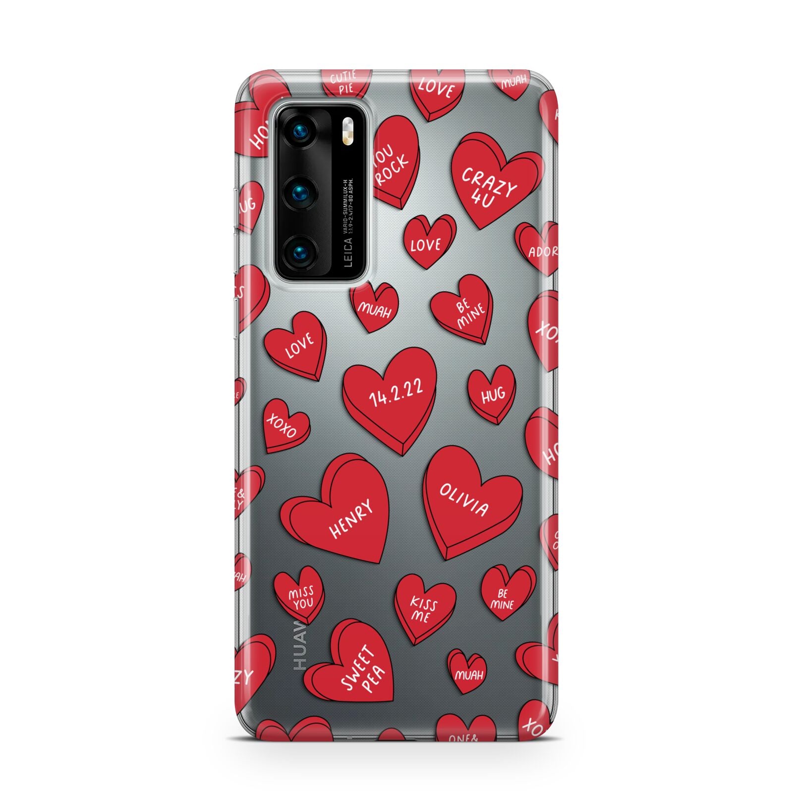 Red Hearts Couples Personalised Huawei P40 Phone Case