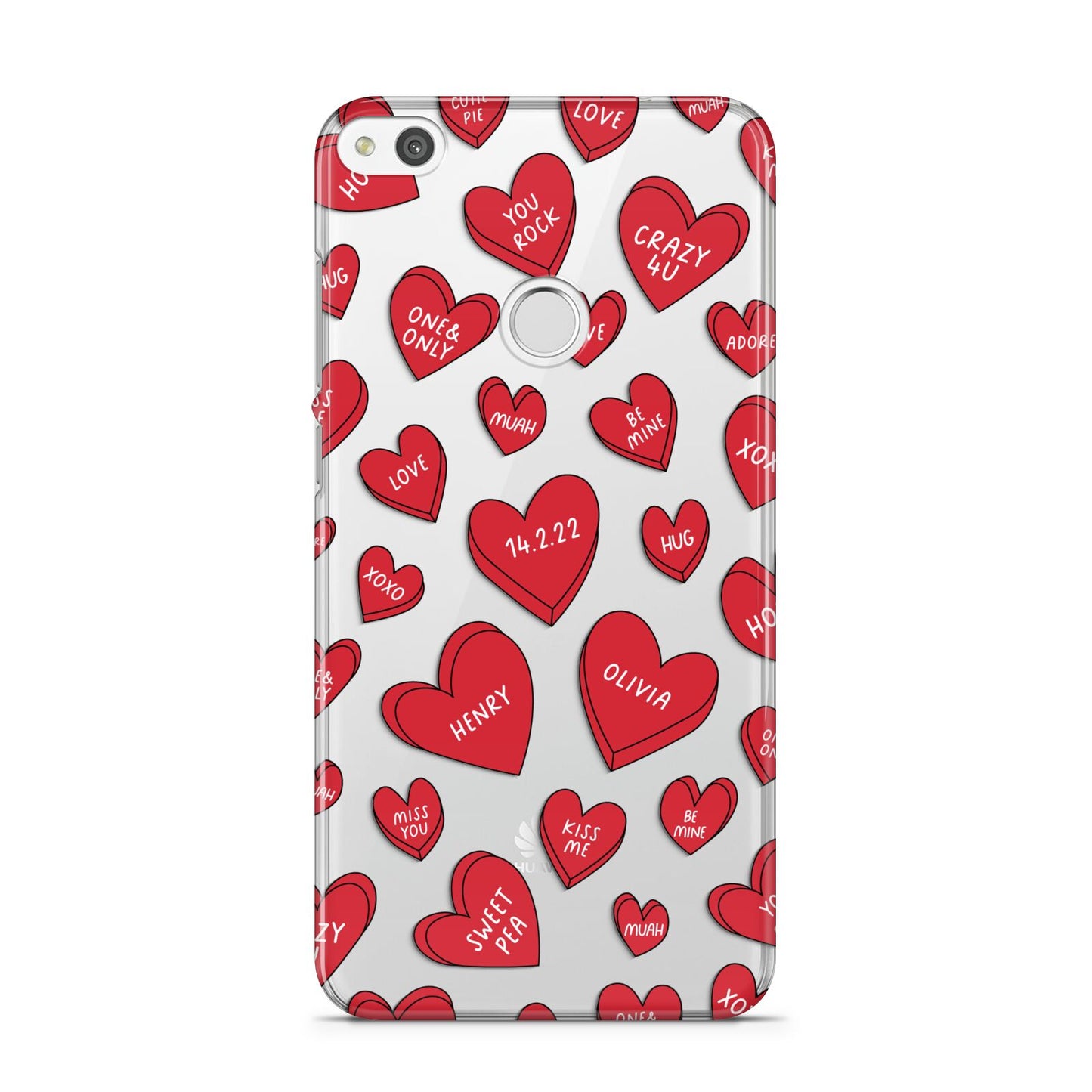 Red Hearts Couples Personalised Huawei P8 Lite Case