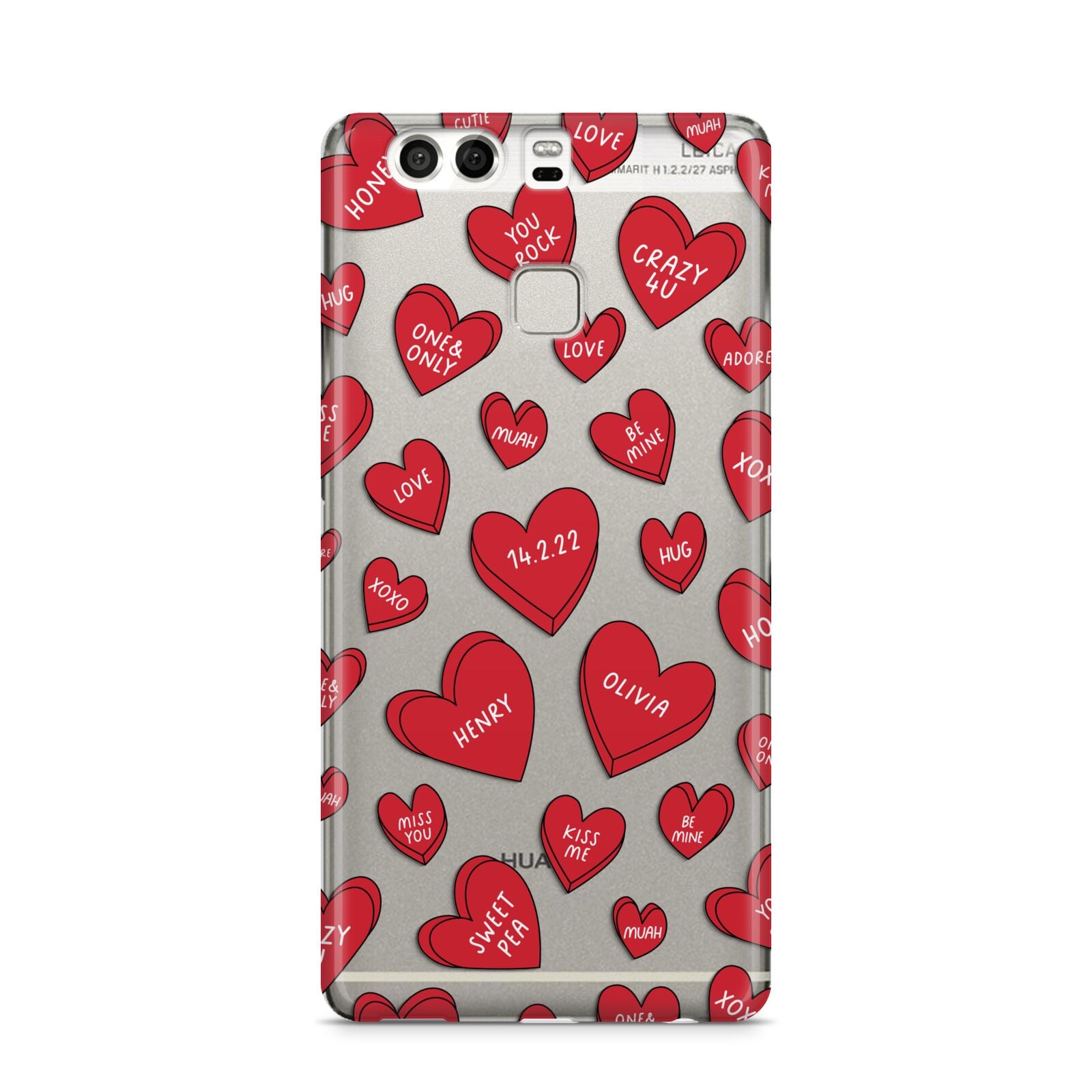 Red Hearts Couples Personalised Huawei P9 Case