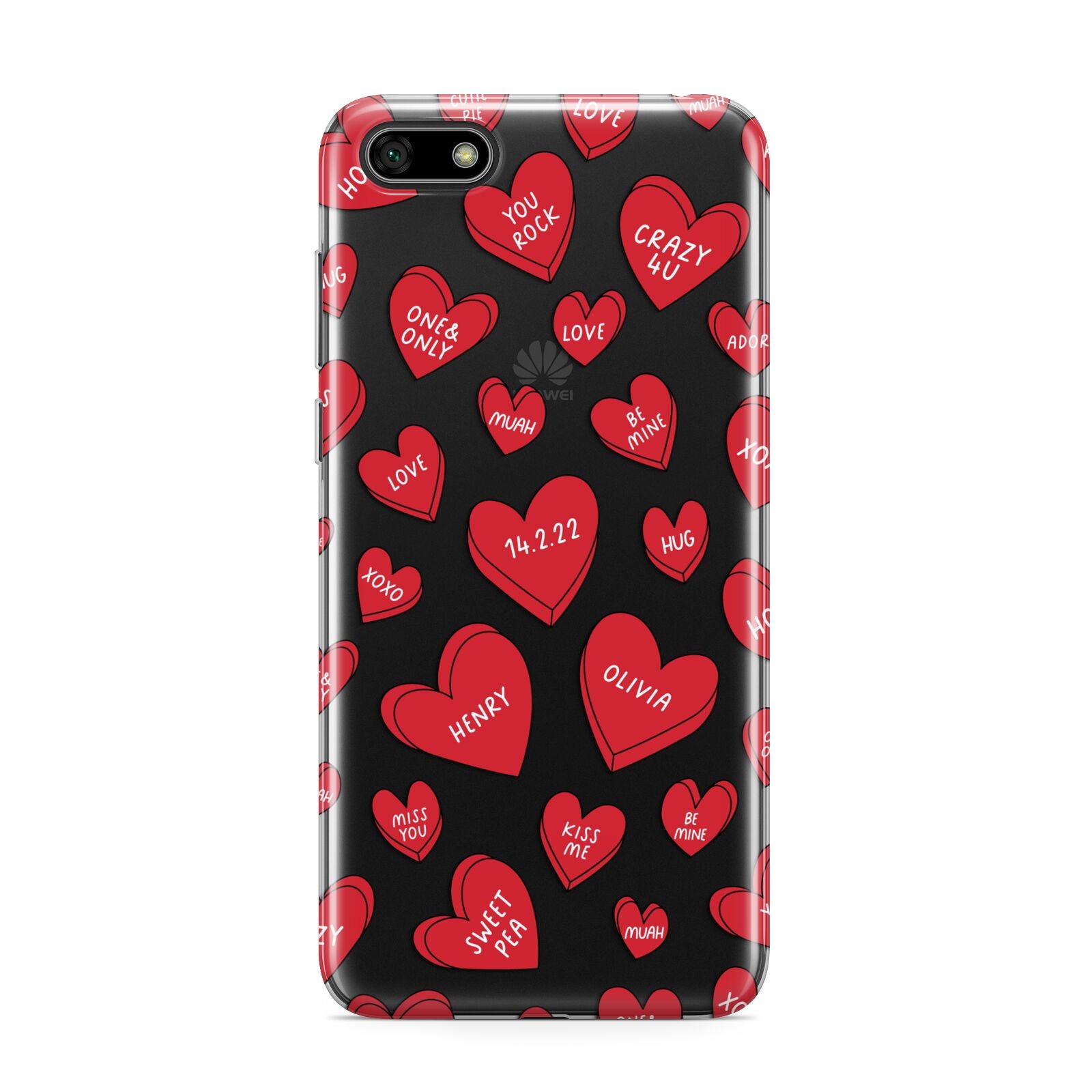 Red Hearts Couples Personalised Huawei Y5 Prime 2018 Phone Case