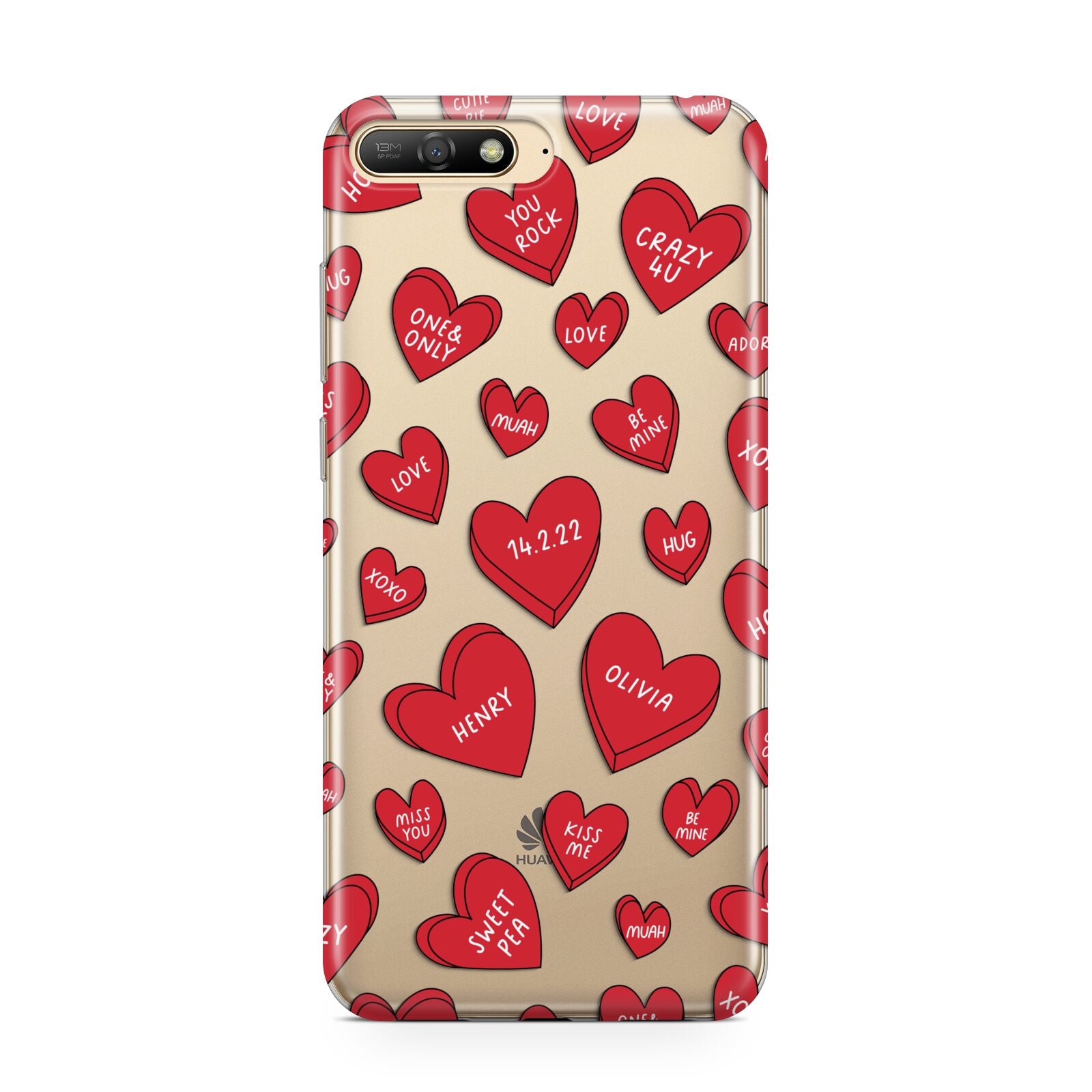 Red Hearts Couples Personalised Huawei Y6 2018