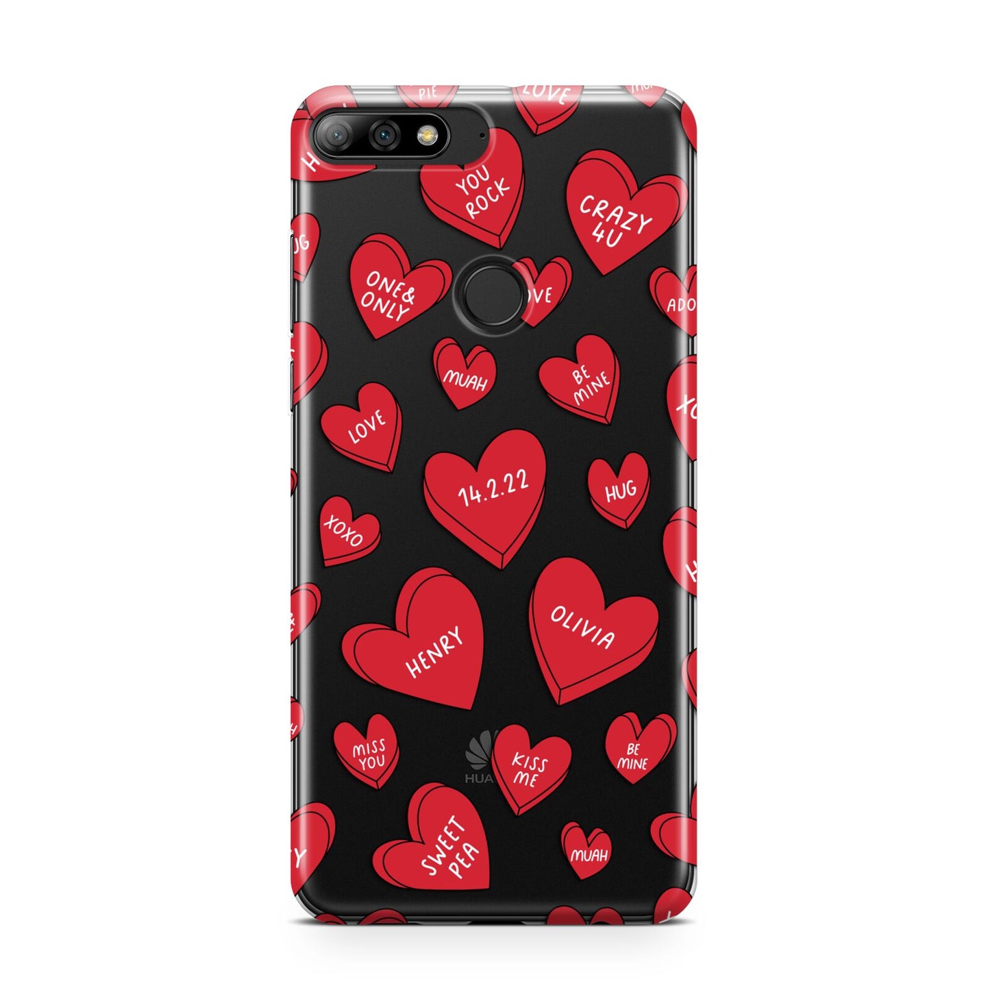 Red Hearts Couples Personalised Huawei Y7 2018