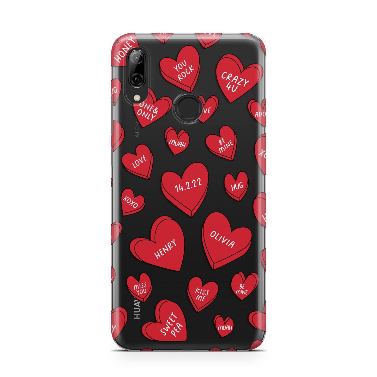 Red Hearts Couples Personalised Huawei Y7 2019