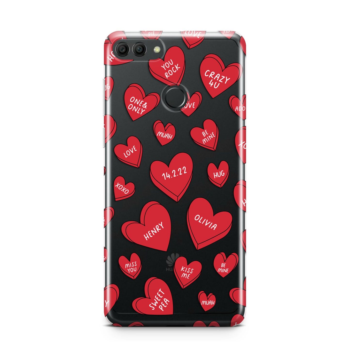 Red Hearts Couples Personalised Huawei Y9 2018