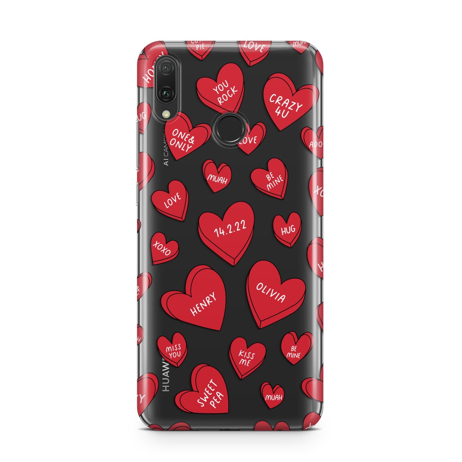 Red Hearts Couples Personalised Huawei Y9 2019