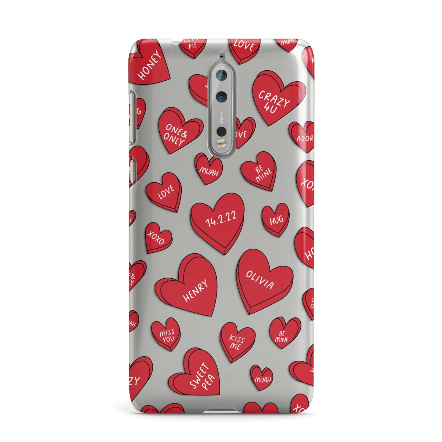 Red Hearts Couples Personalised Nokia Case