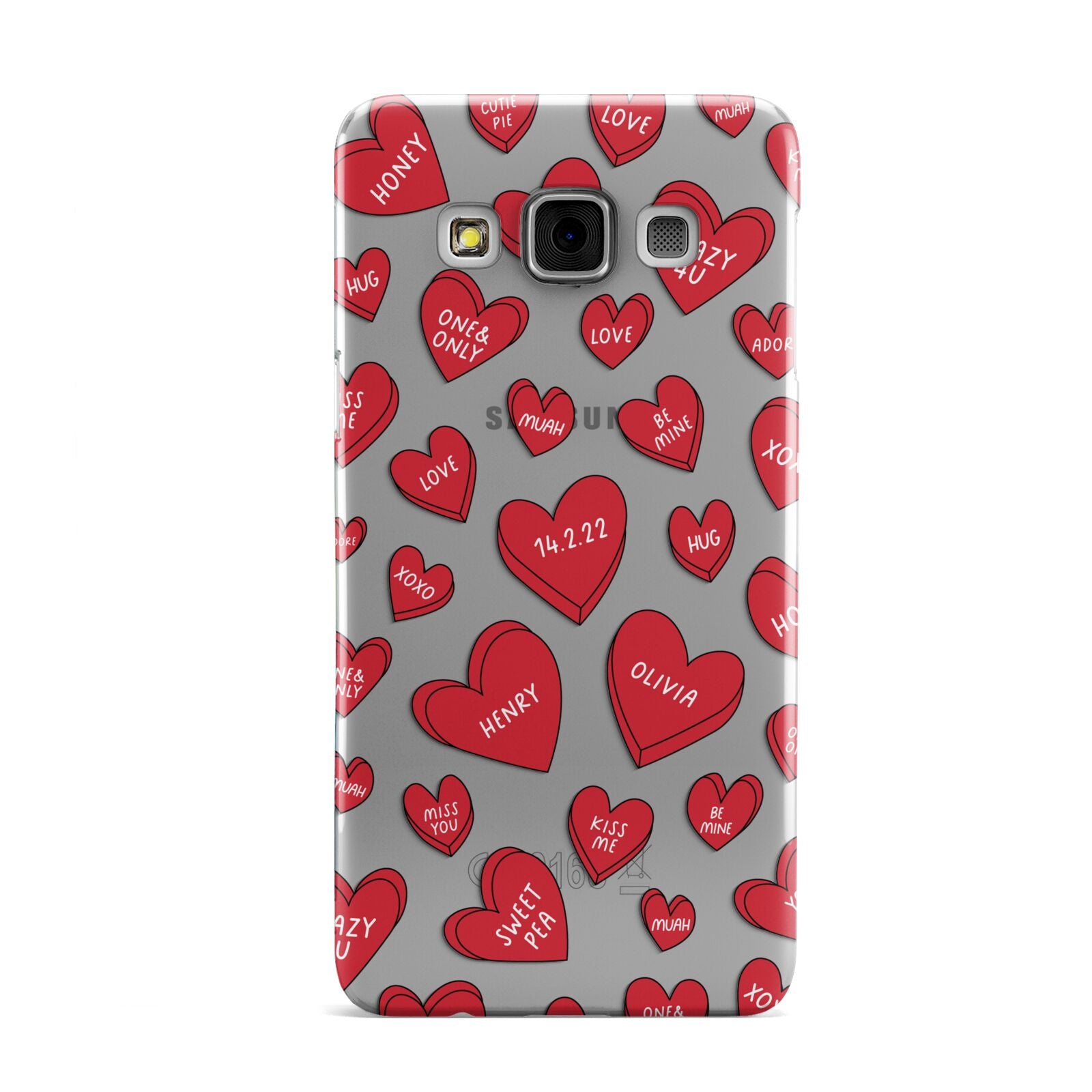 Red Hearts Couples Personalised Samsung Galaxy A3 Case