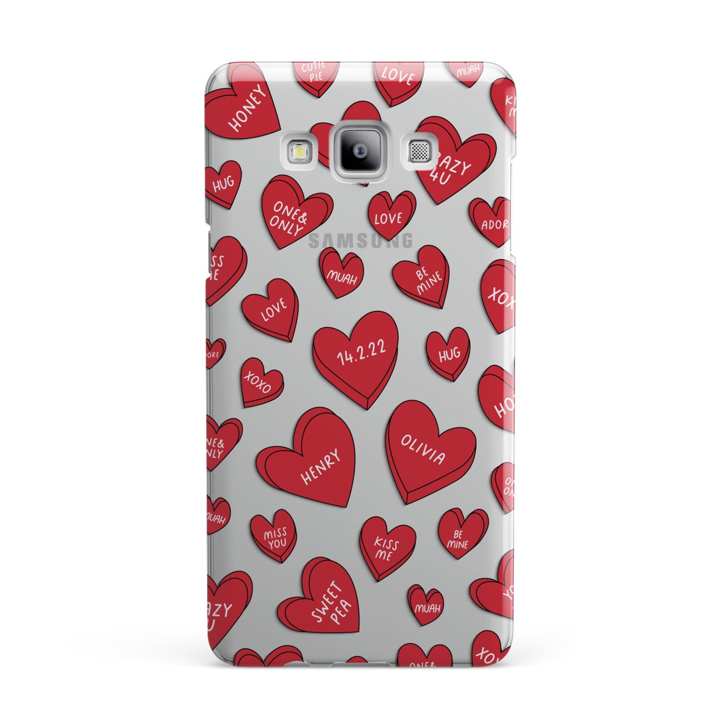 Red Hearts Couples Personalised Samsung Galaxy A7 2015 Case