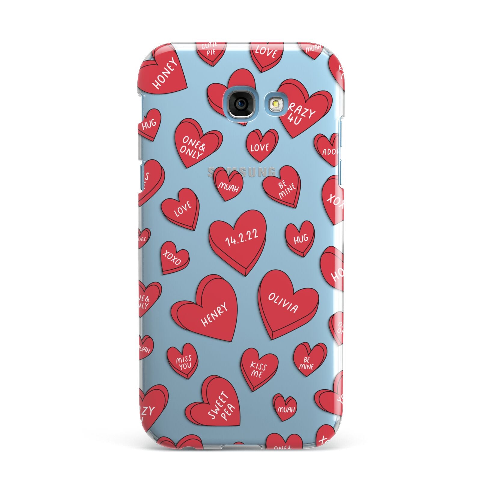 Red Hearts Couples Personalised Samsung Galaxy A7 2017 Case