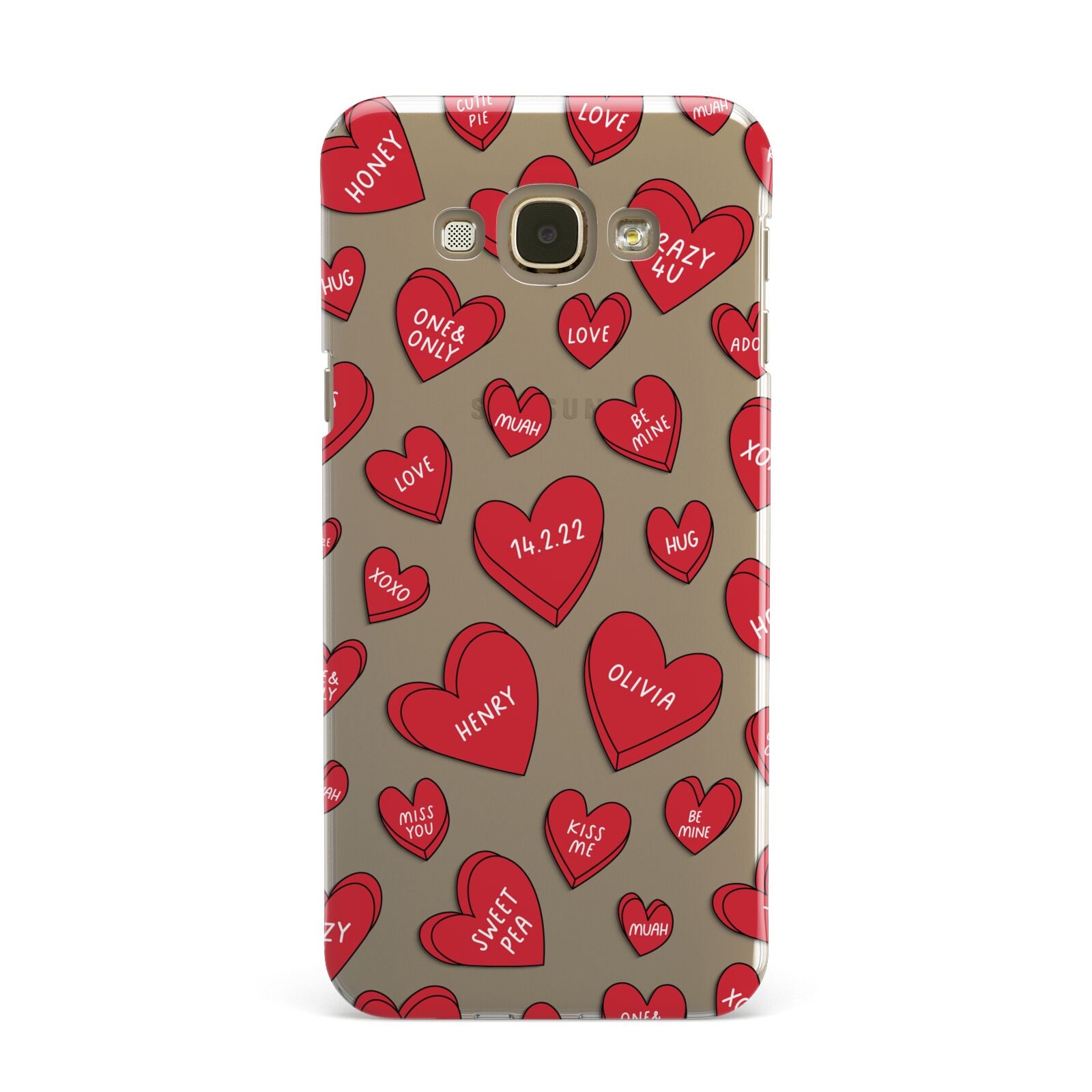 Red Hearts Couples Personalised Samsung Galaxy A8 Case