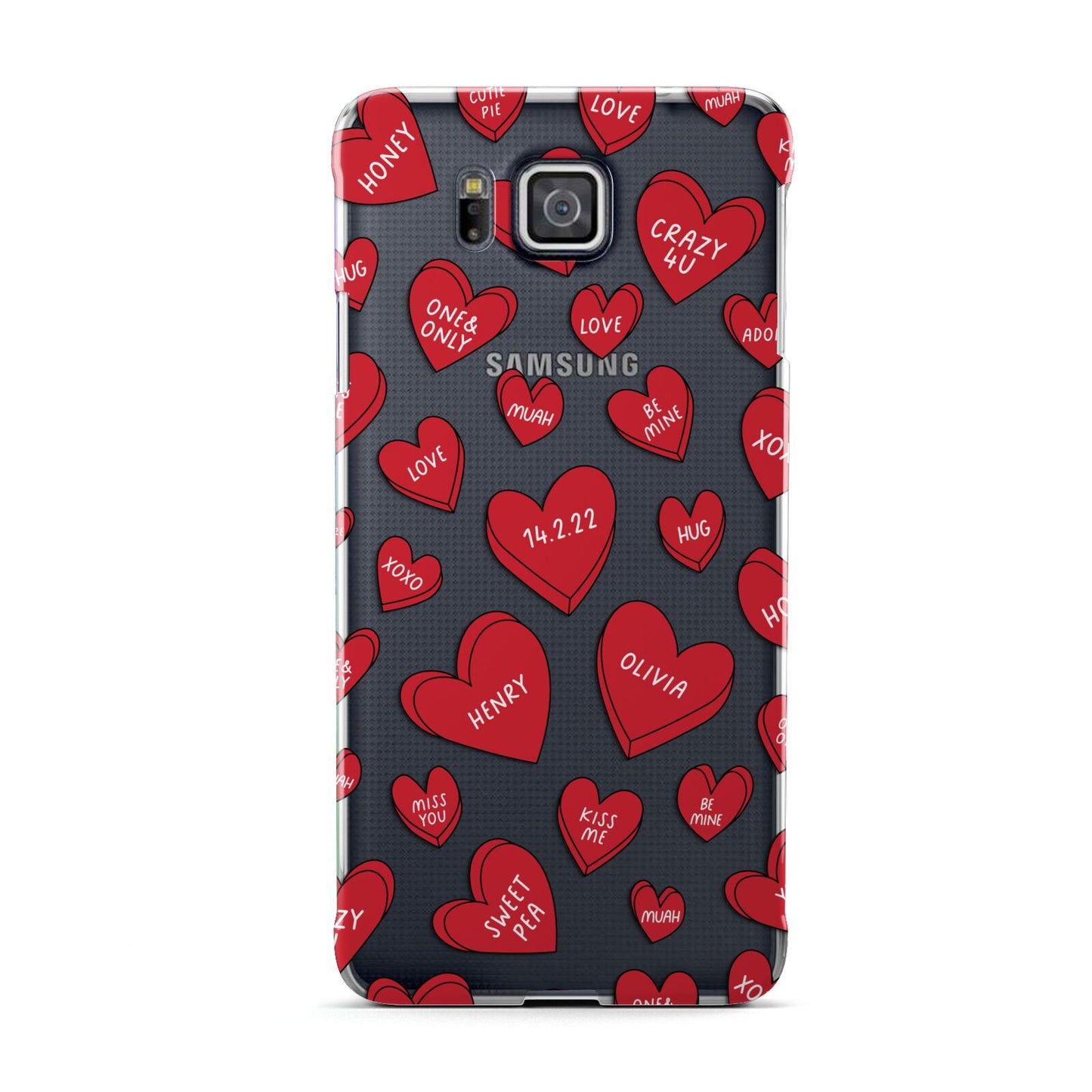 Red Hearts Couples Personalised Samsung Galaxy Alpha Case