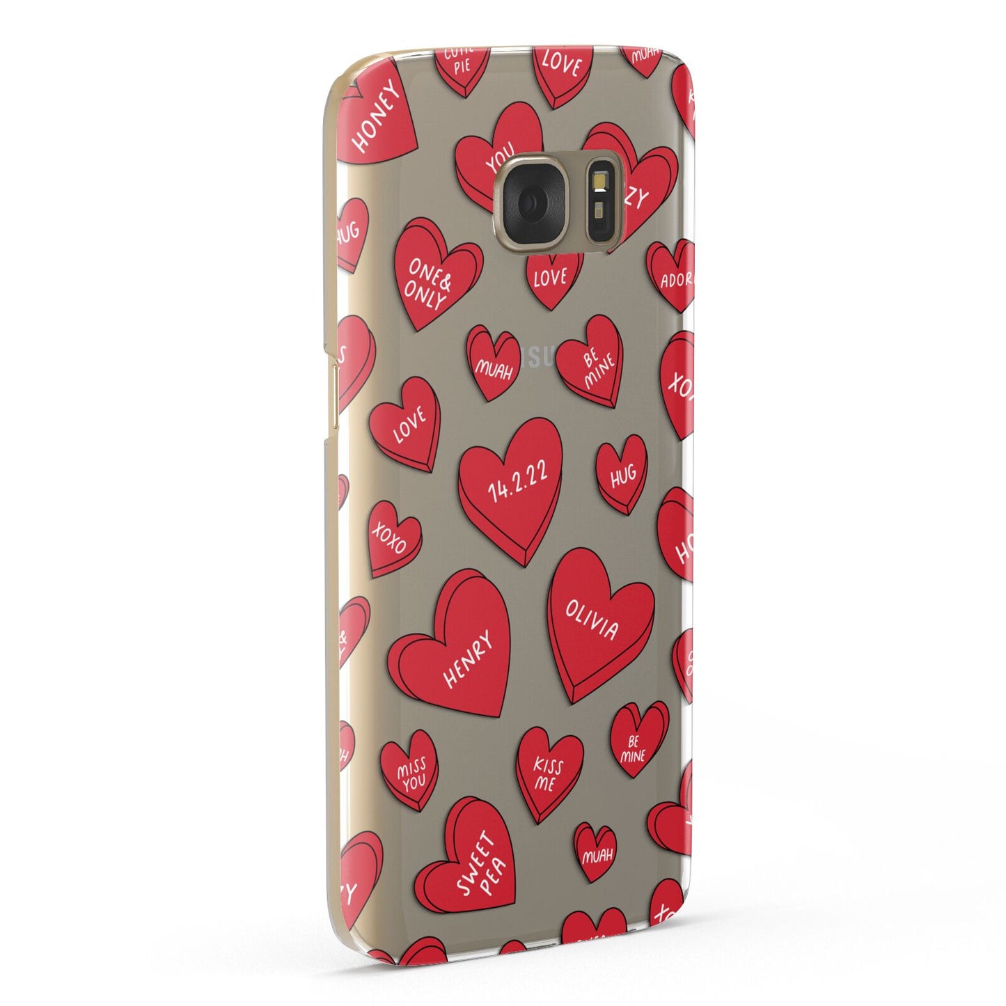 Red Hearts Couples Personalised Samsung Galaxy Case Fourty Five Degrees