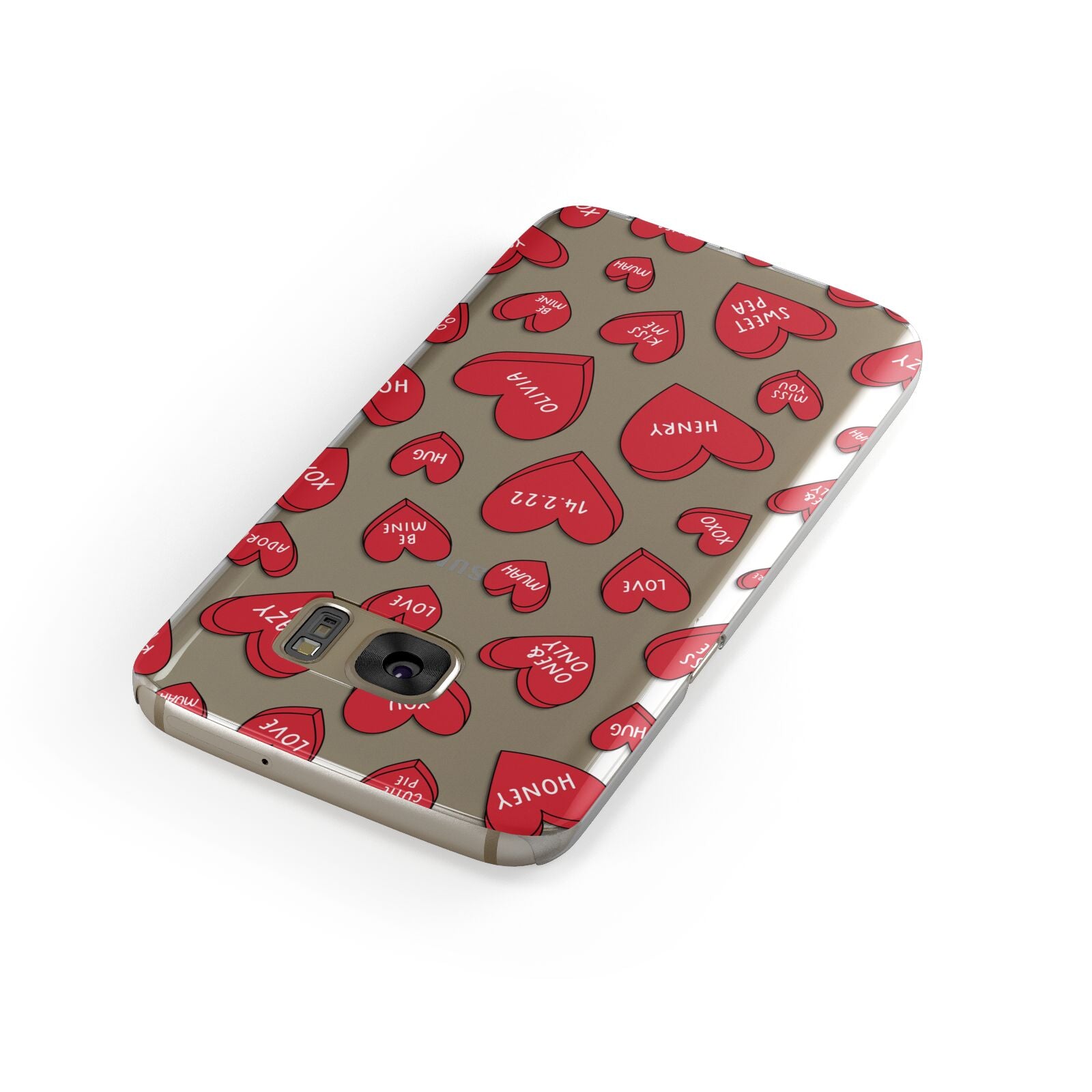 Red Hearts Couples Personalised Samsung Galaxy Case Front Close Up