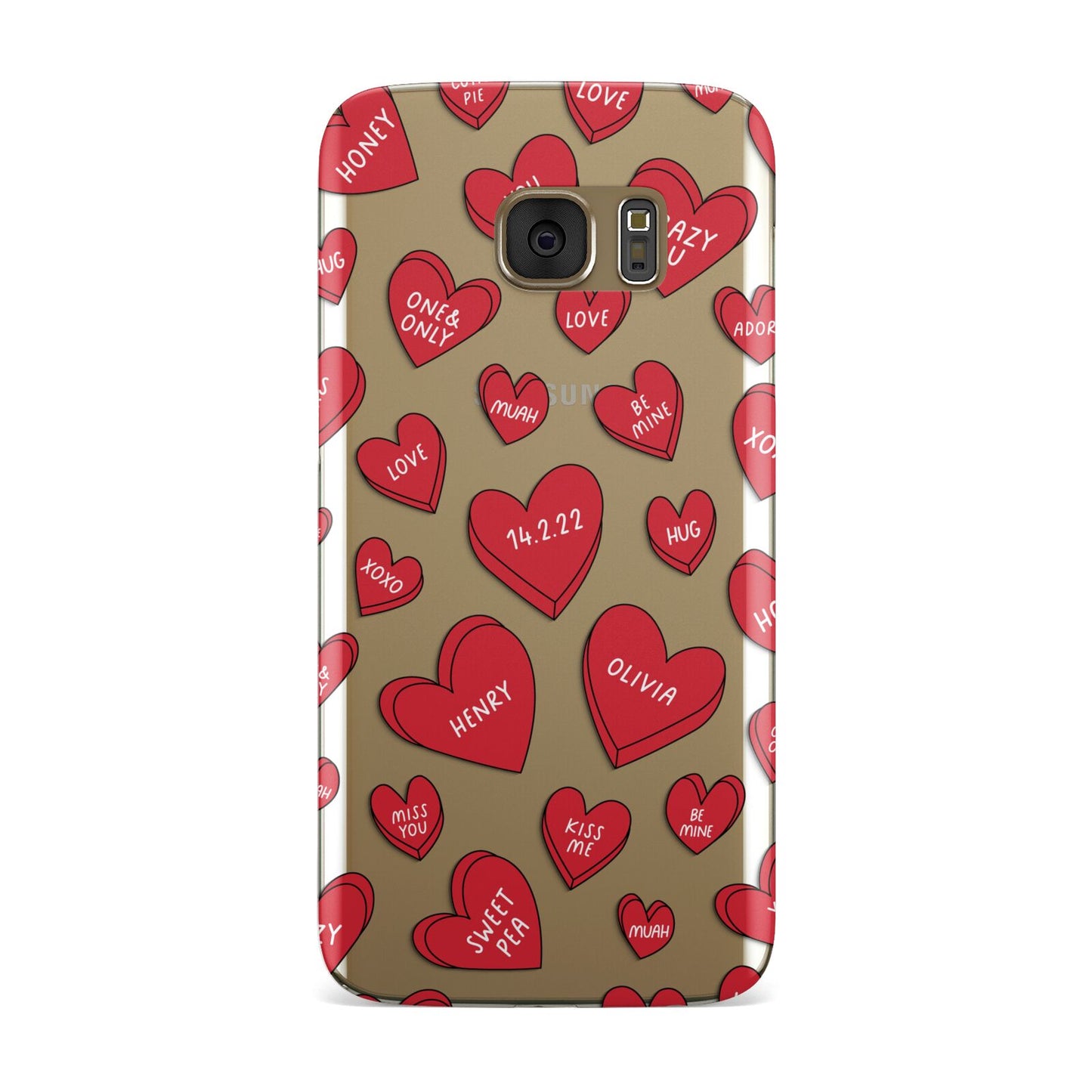 Red Hearts Couples Personalised Samsung Galaxy Case