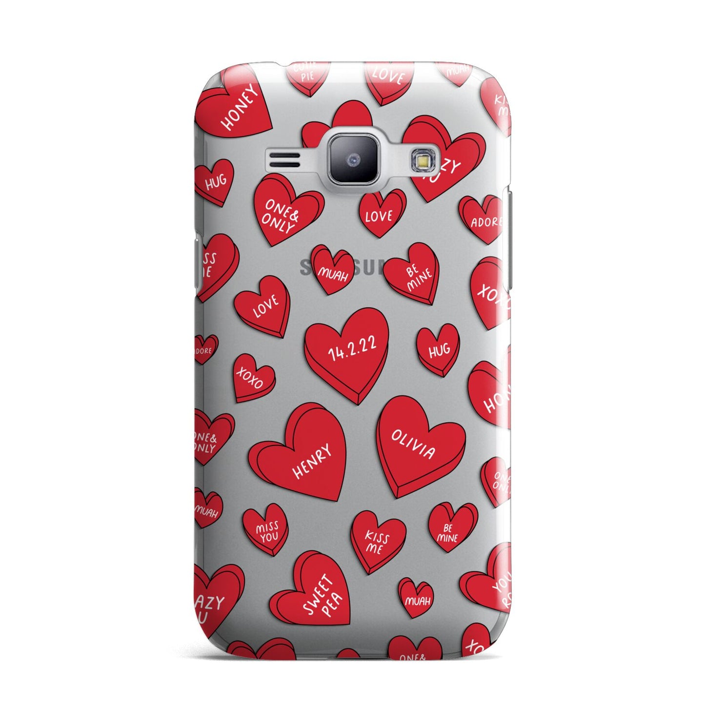 Red Hearts Couples Personalised Samsung Galaxy J1 2015 Case