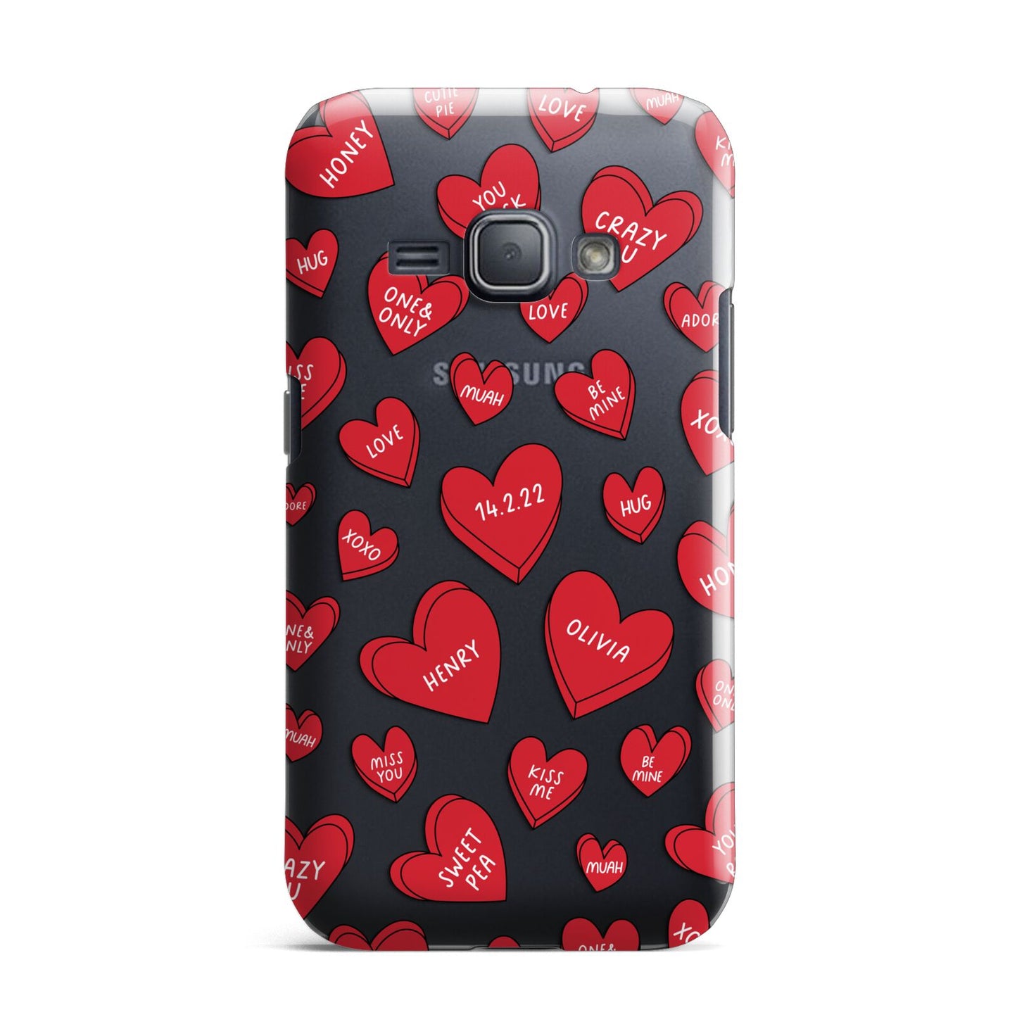 Red Hearts Couples Personalised Samsung Galaxy J1 2016 Case