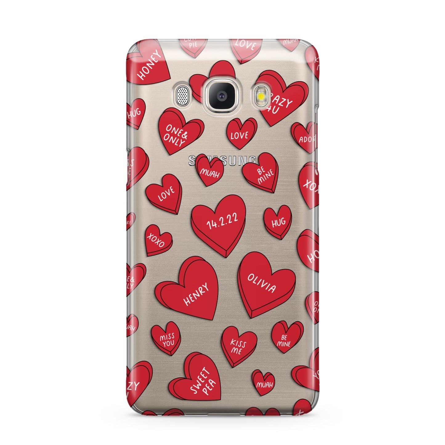 Red Hearts Couples Personalised Samsung Galaxy J5 2016 Case