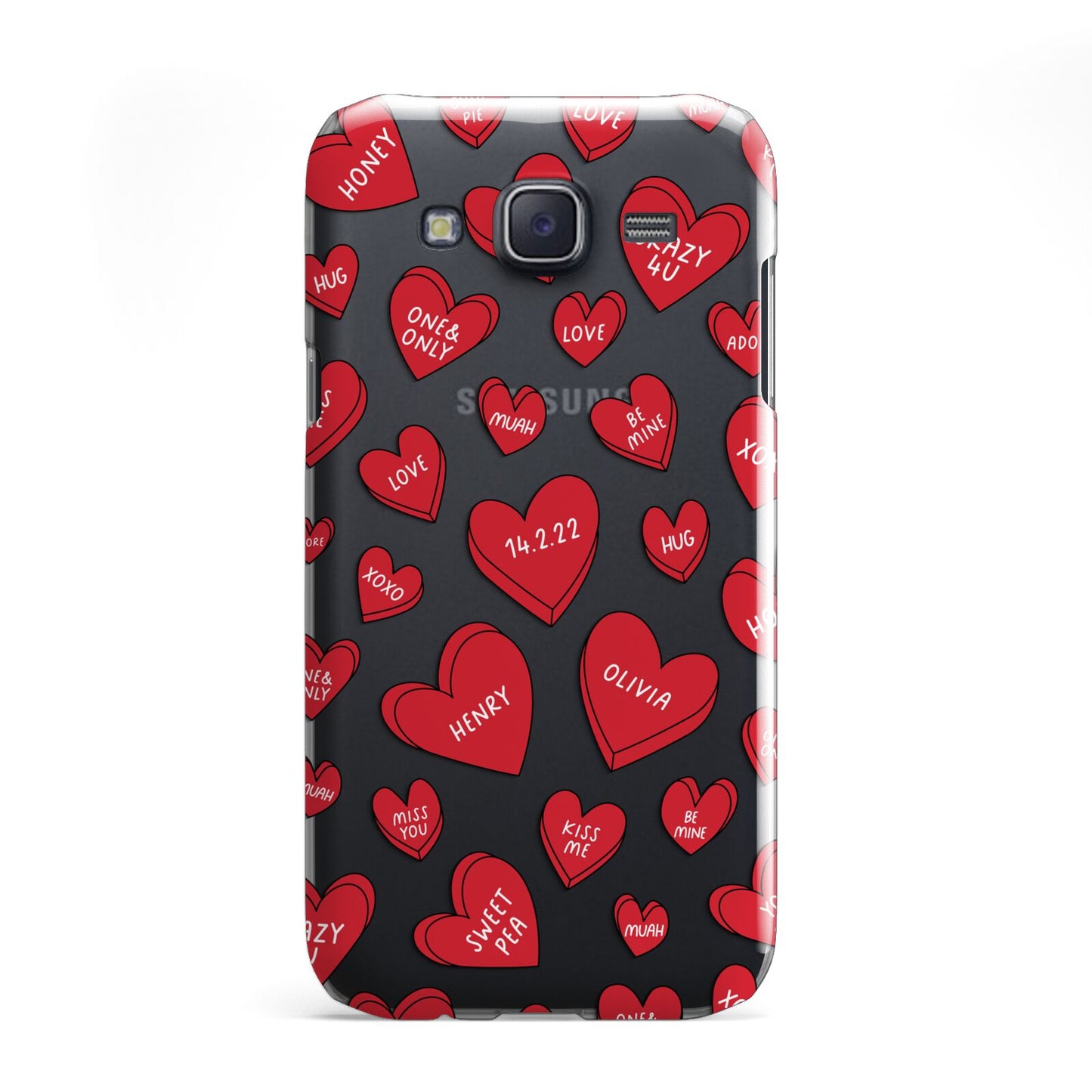 Red Hearts Couples Personalised Samsung Galaxy J5 Case