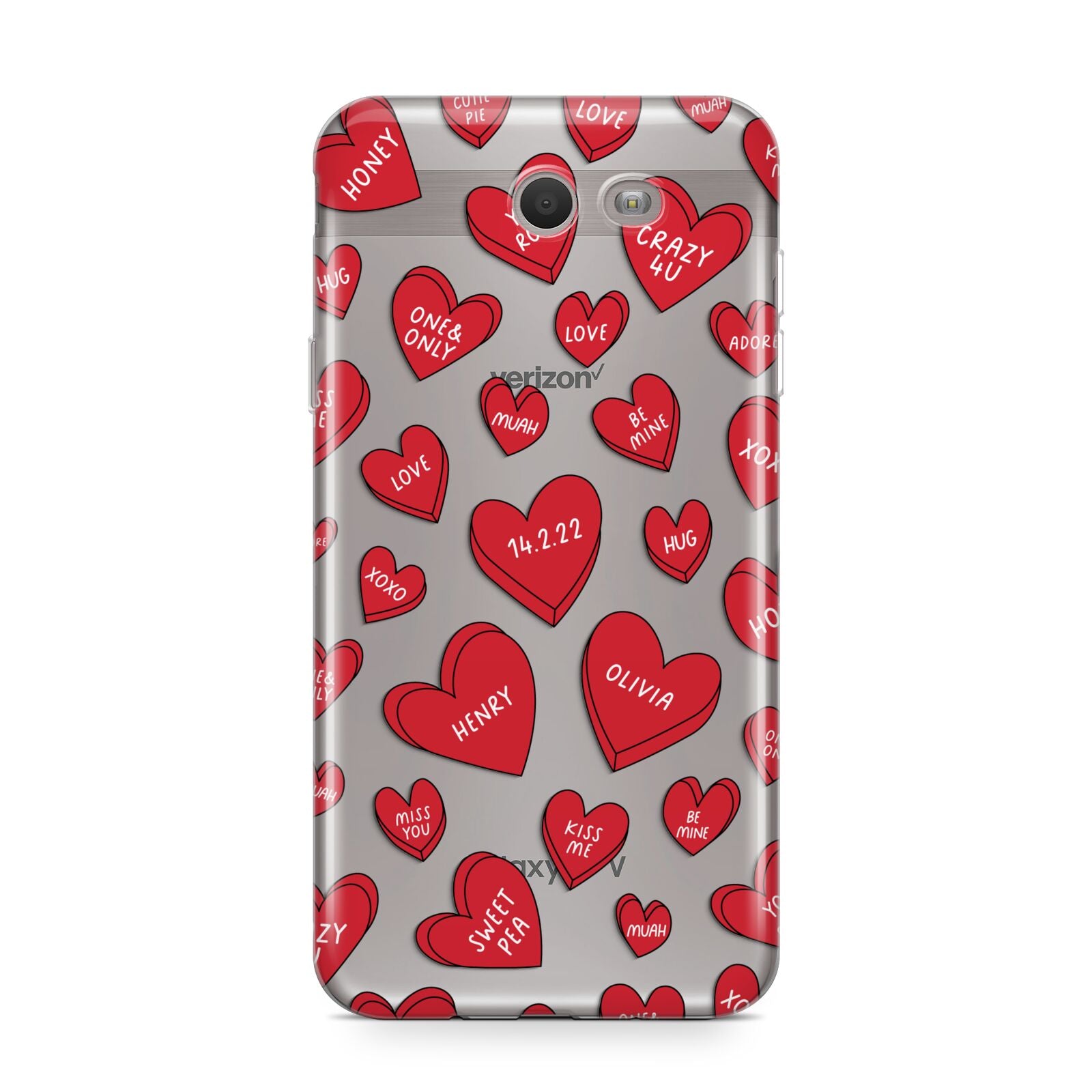 Red Hearts Couples Personalised Samsung Galaxy J7 2017 Case