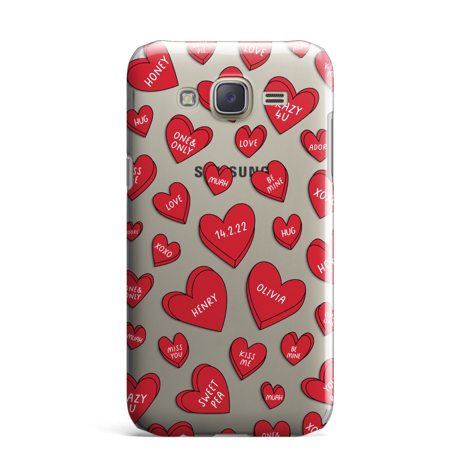 Red Hearts Couples Personalised Samsung Galaxy J7 Case