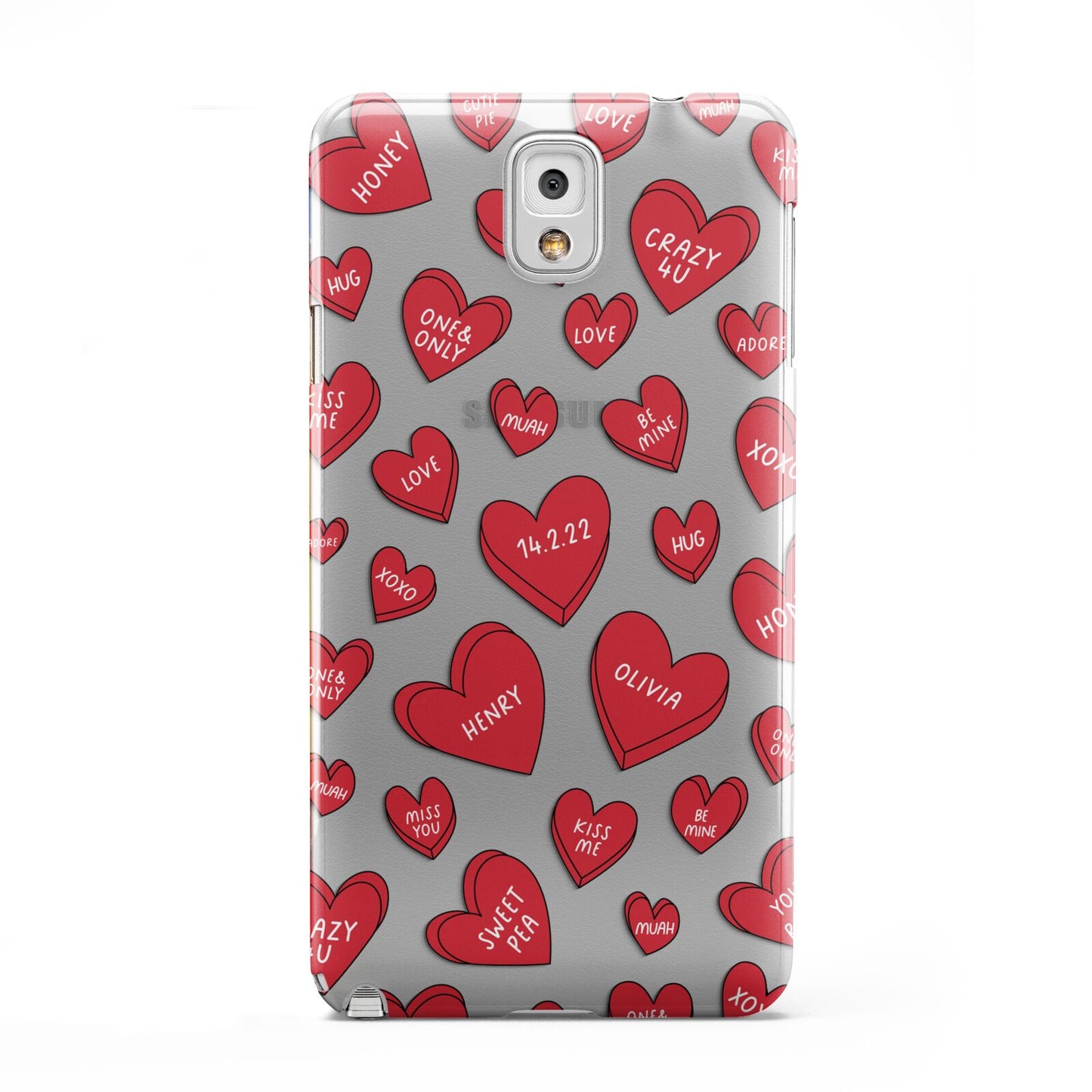 Red Hearts Couples Personalised Samsung Galaxy Note 3 Case