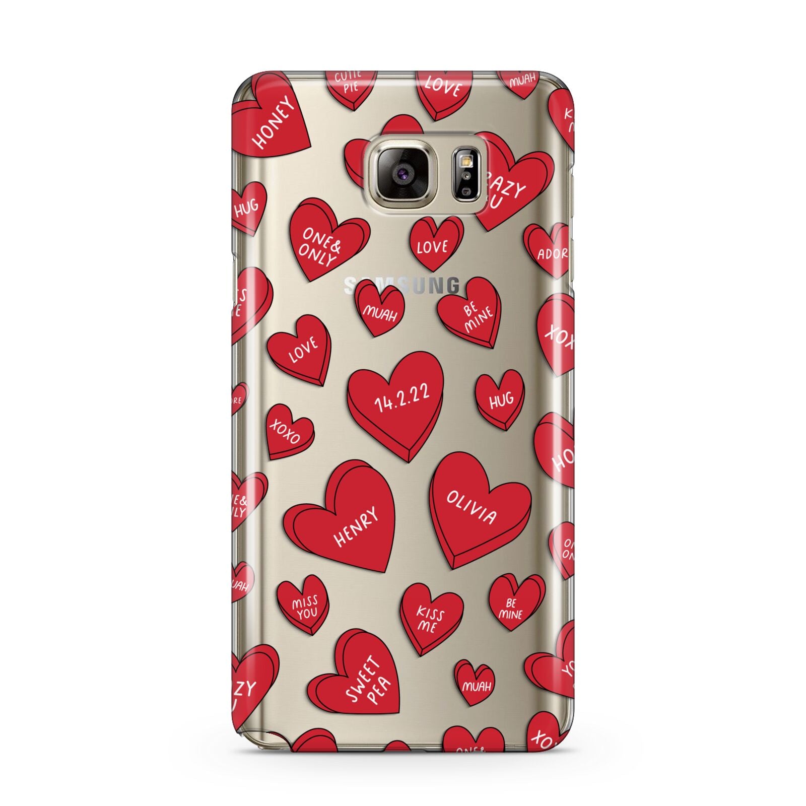 Red Hearts Couples Personalised Samsung Galaxy Note 5 Case