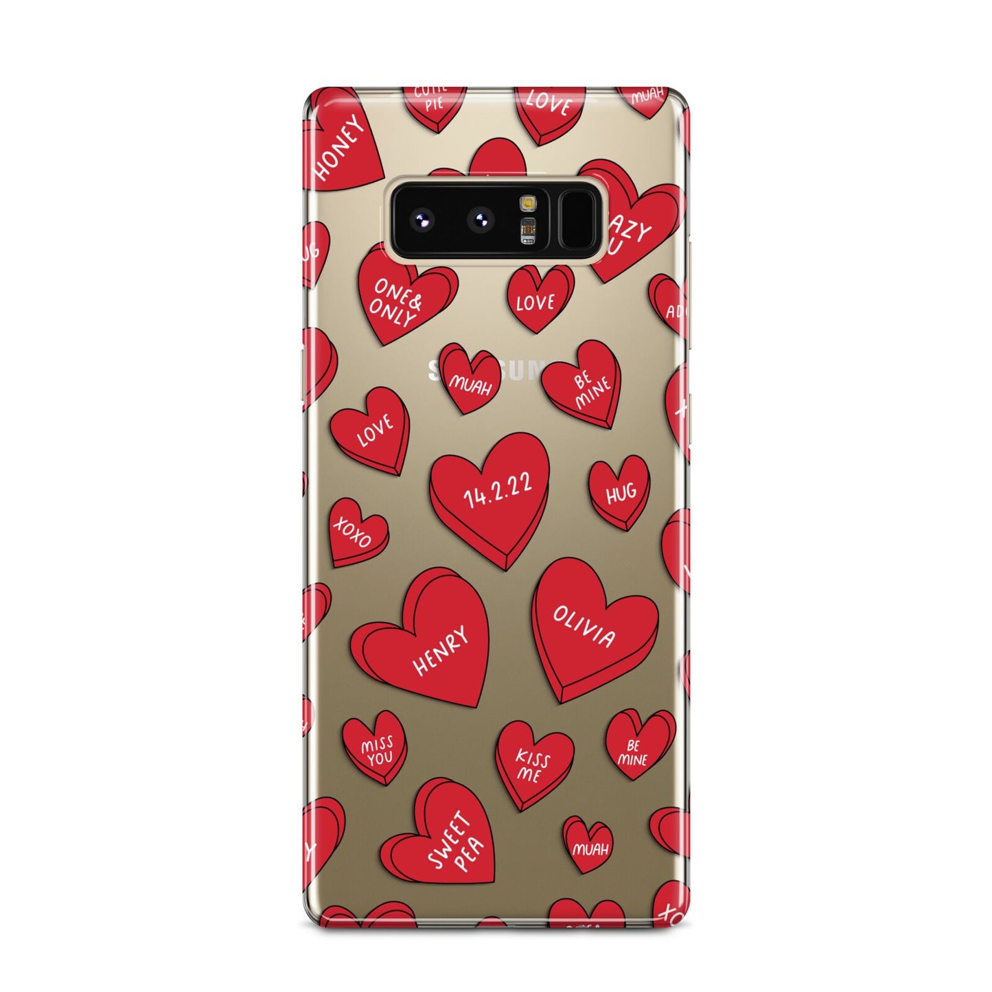 Red Hearts Couples Personalised Samsung Galaxy Note 8 Case