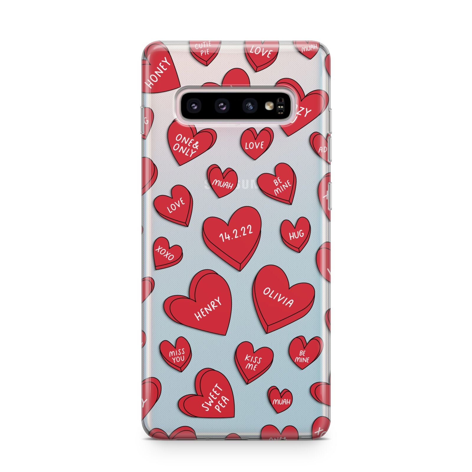 Red Hearts Couples Personalised Samsung Galaxy S10 Plus Case