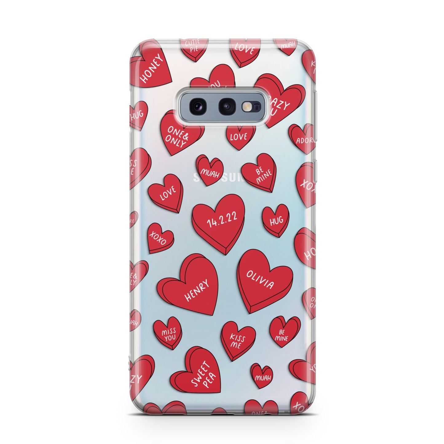 Red Hearts Couples Personalised Samsung Galaxy S10E Case