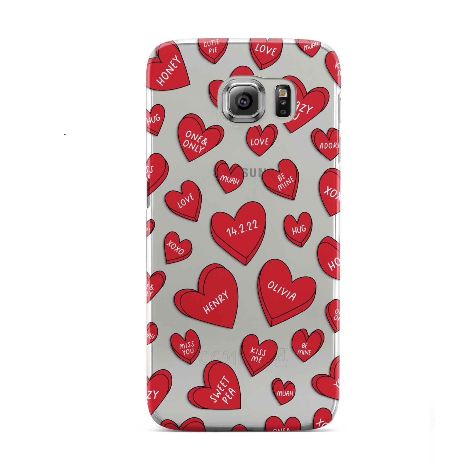 Red Hearts Couples Personalised Samsung Galaxy S6 Case