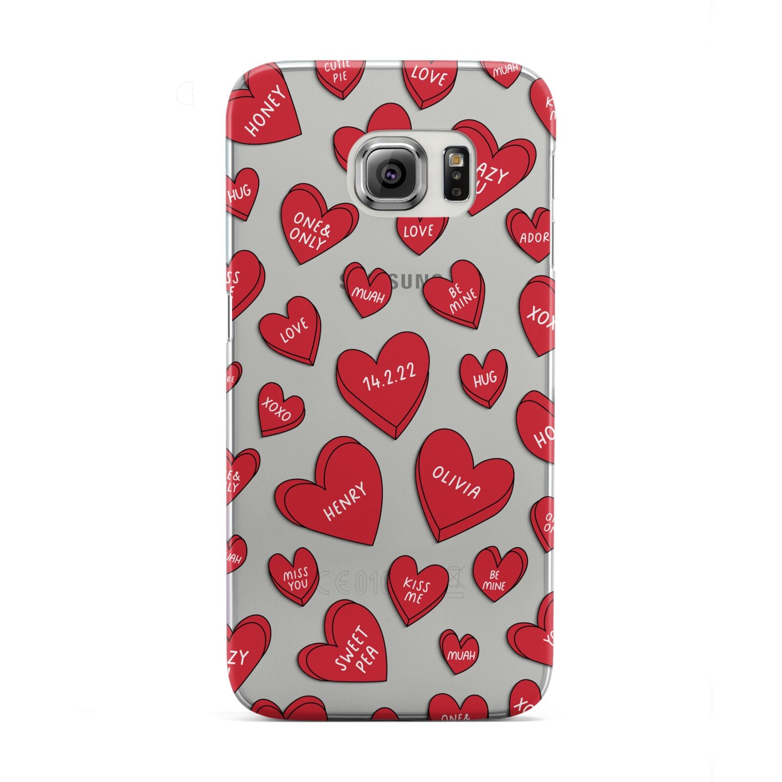 Red Hearts Couples Personalised Samsung Galaxy S6 Edge Case